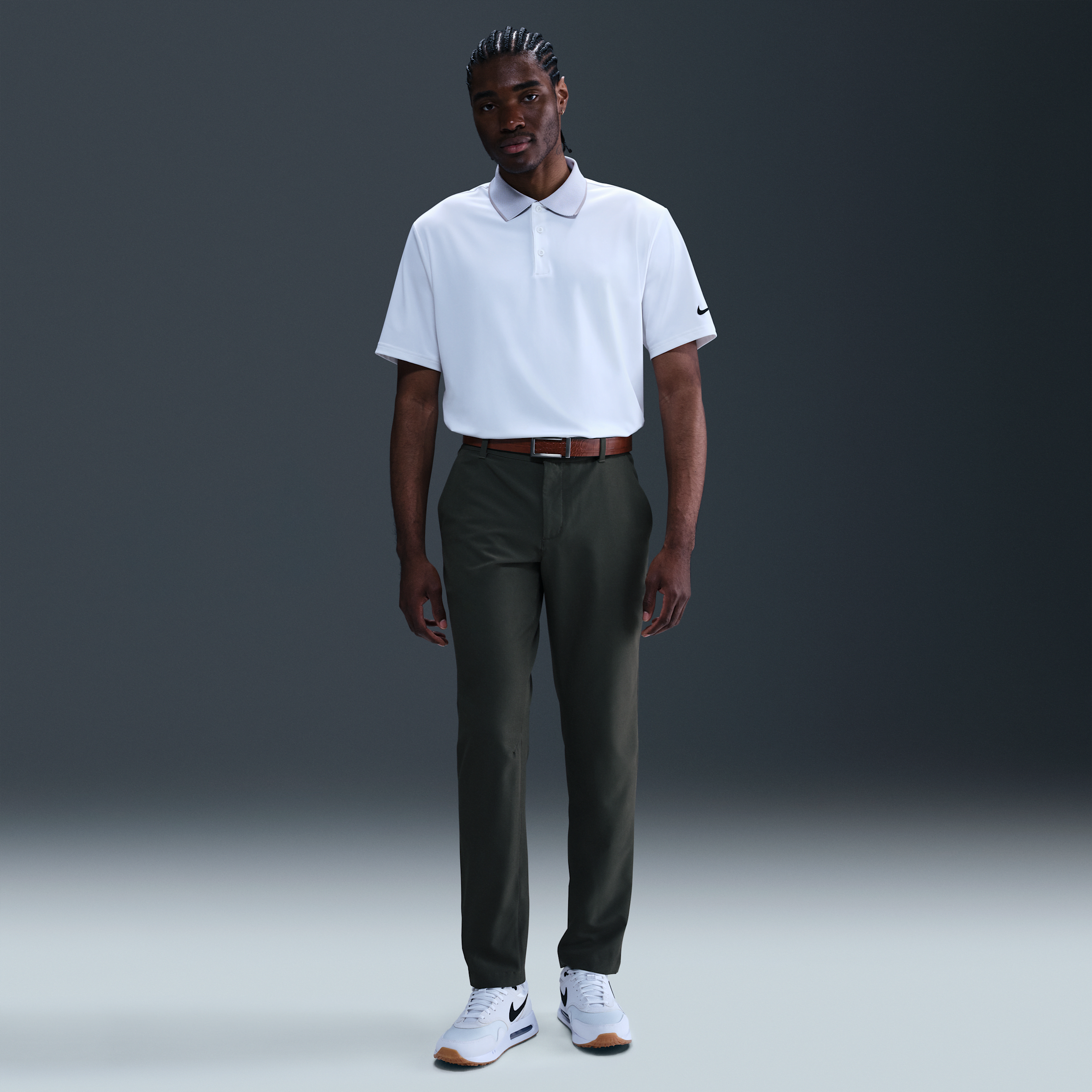 Nike Men's Tour Dri-FIT Golf Polo - WHITE/GREY Thumbnail View 4