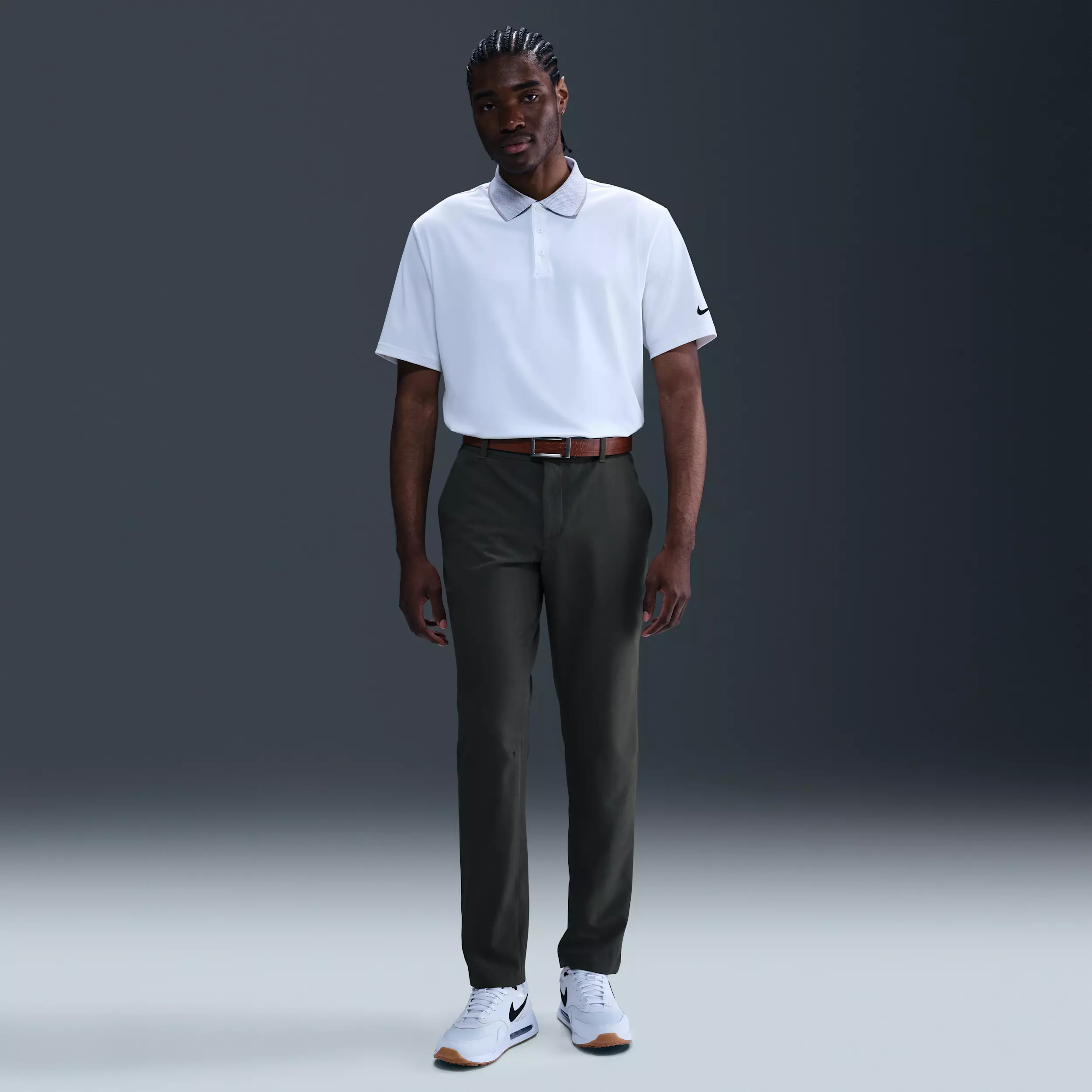 Nike Men's Tour Dri-FIT Golf Polo - WHITE/GREY