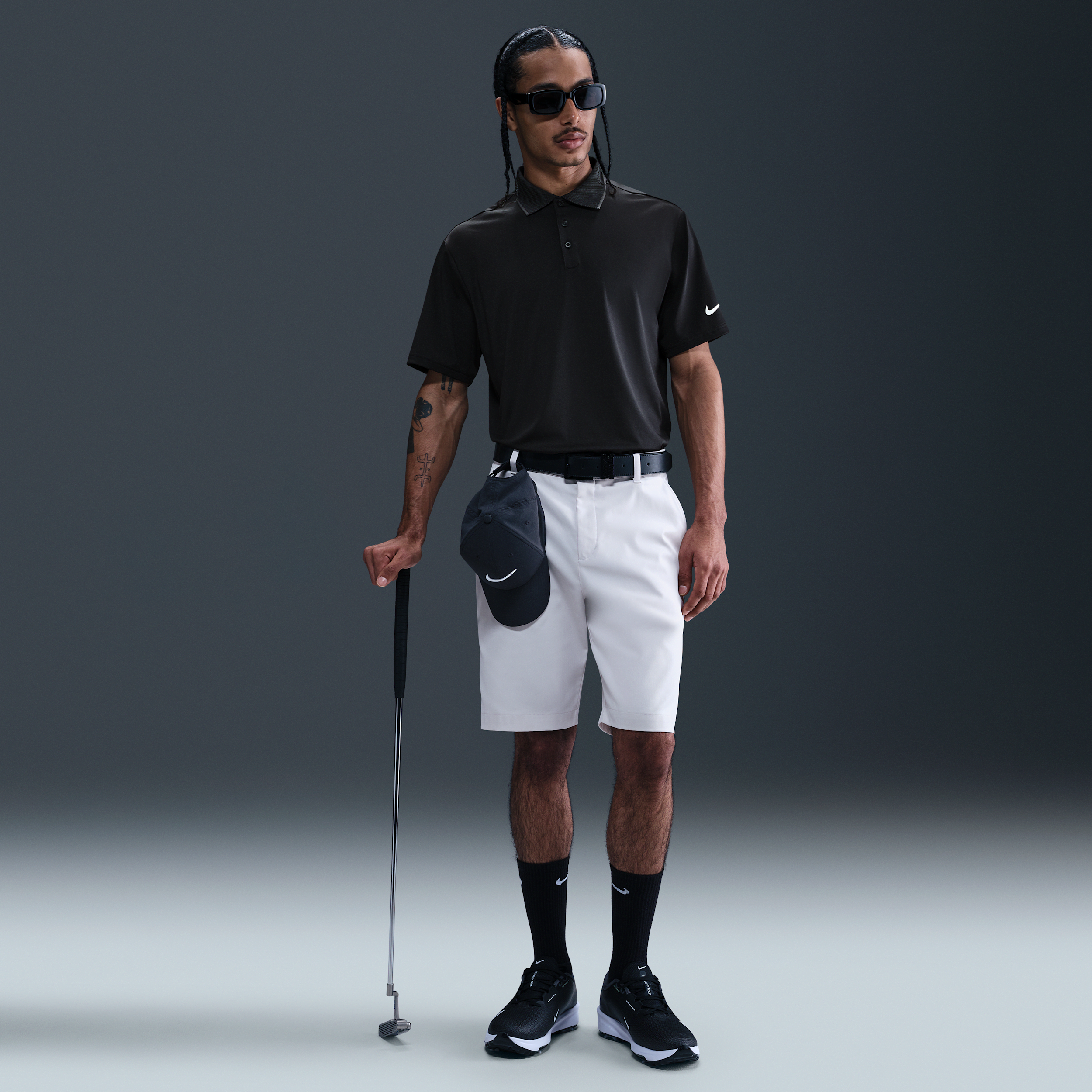 Nike Men's Tour Dri-FIT Golf Polo - BLACK/GREY Thumbnail View 4