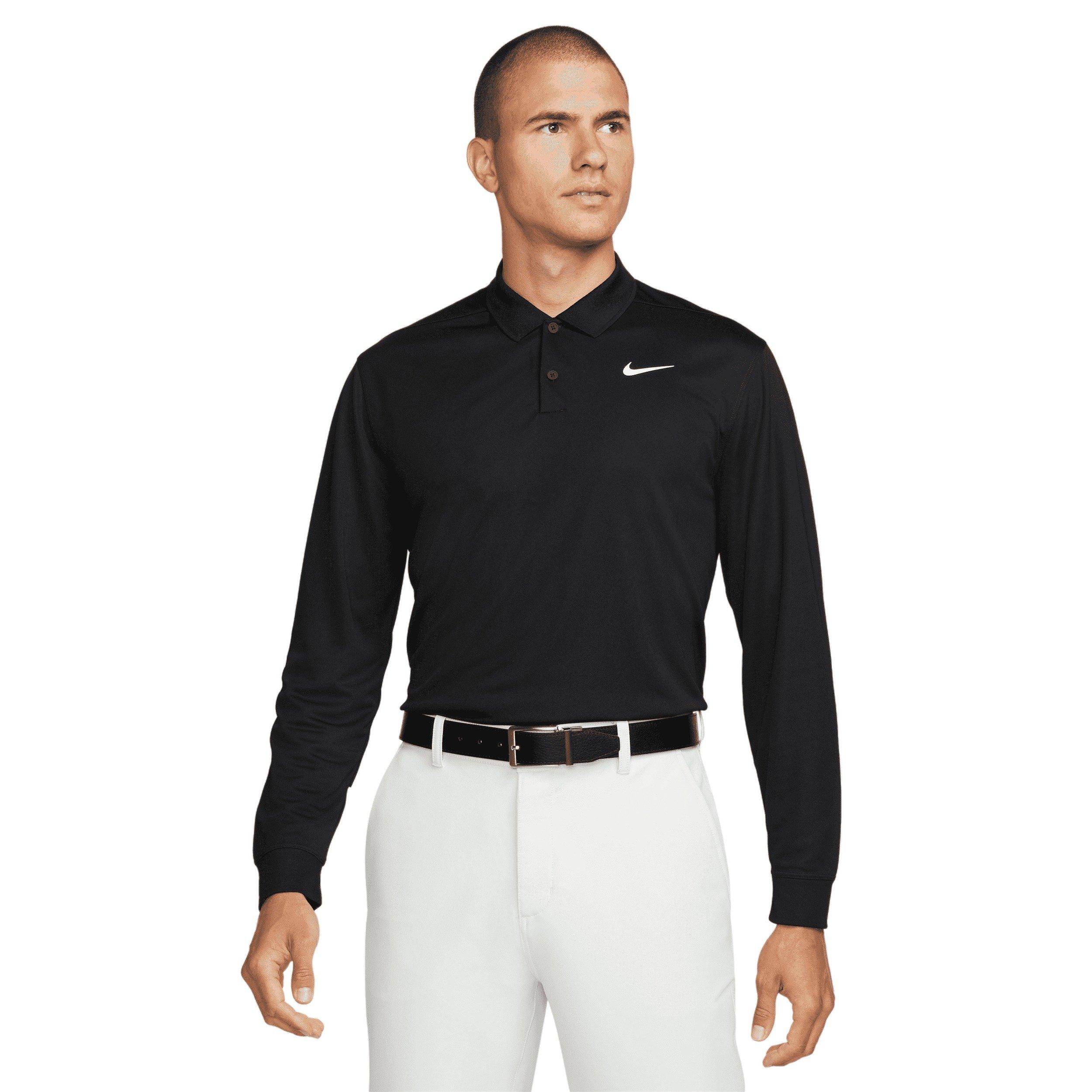 Nike Men's Dri-FIT Victory Long Sleeve Golf Polo - Black - BLACK Thumbnail View 1