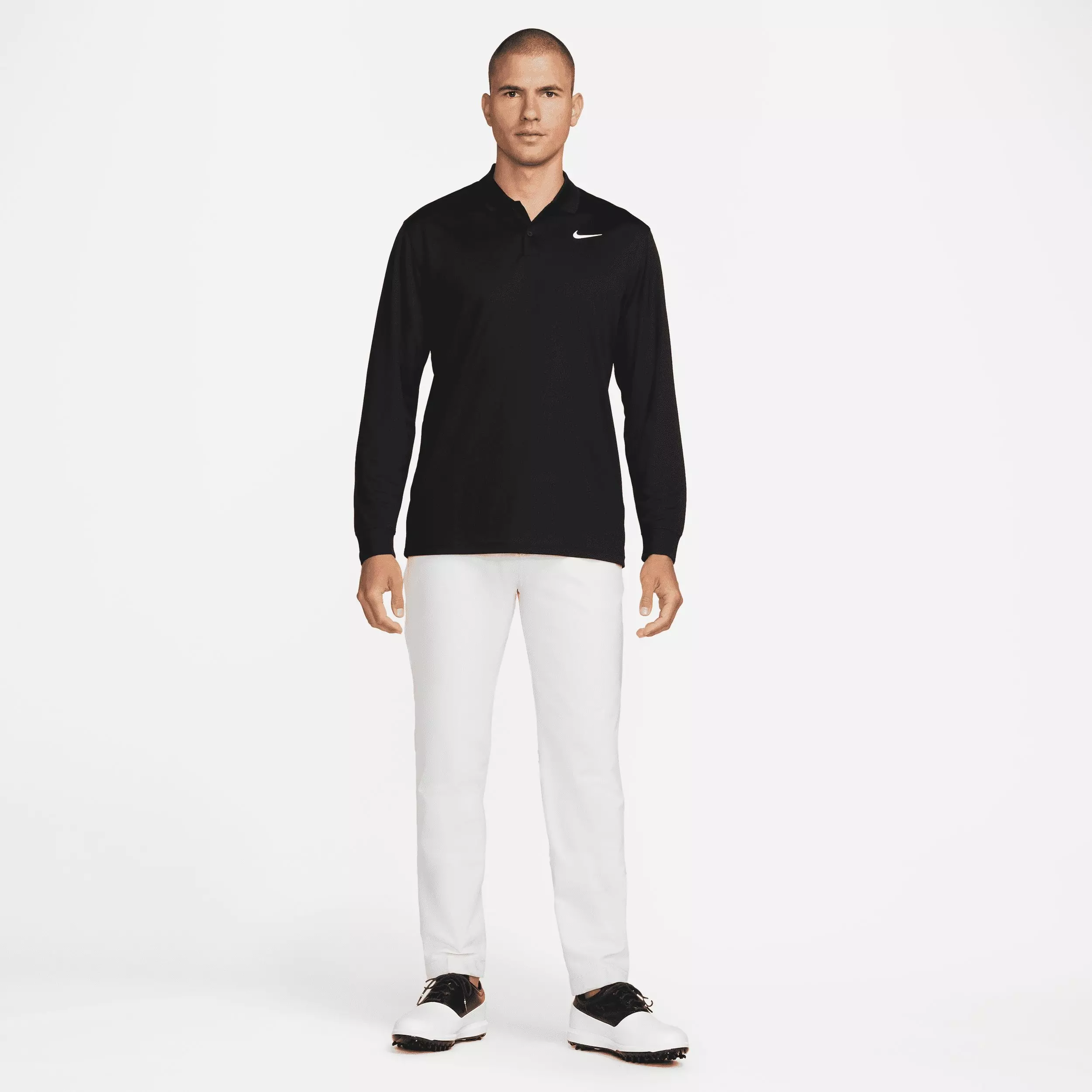 Nike Men's Dri-FIT Victory Long Sleeve Golf Polo - Black - BLACK