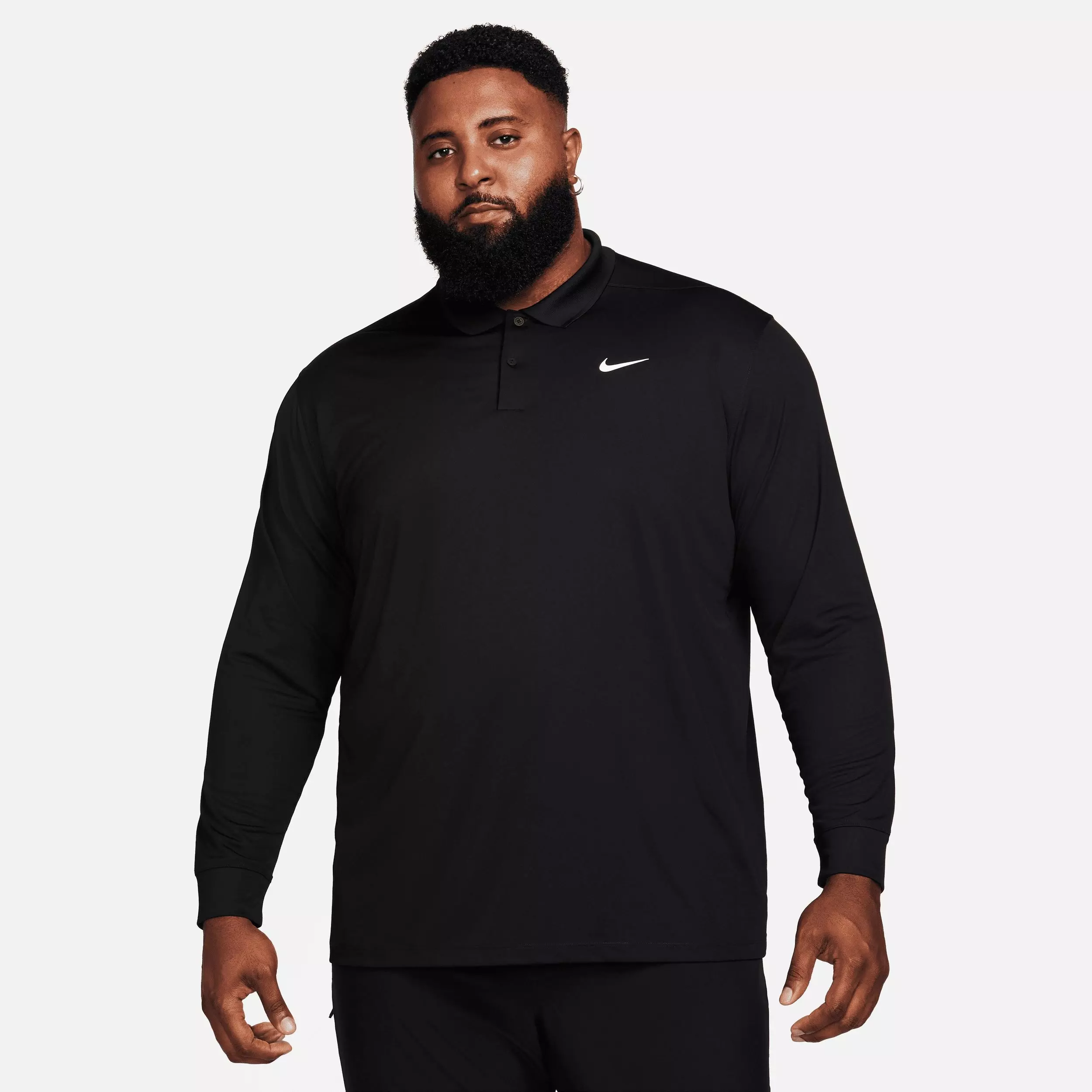 Nike Men's Dri-FIT Victory Long Sleeve Golf Polo - Black - BLACK