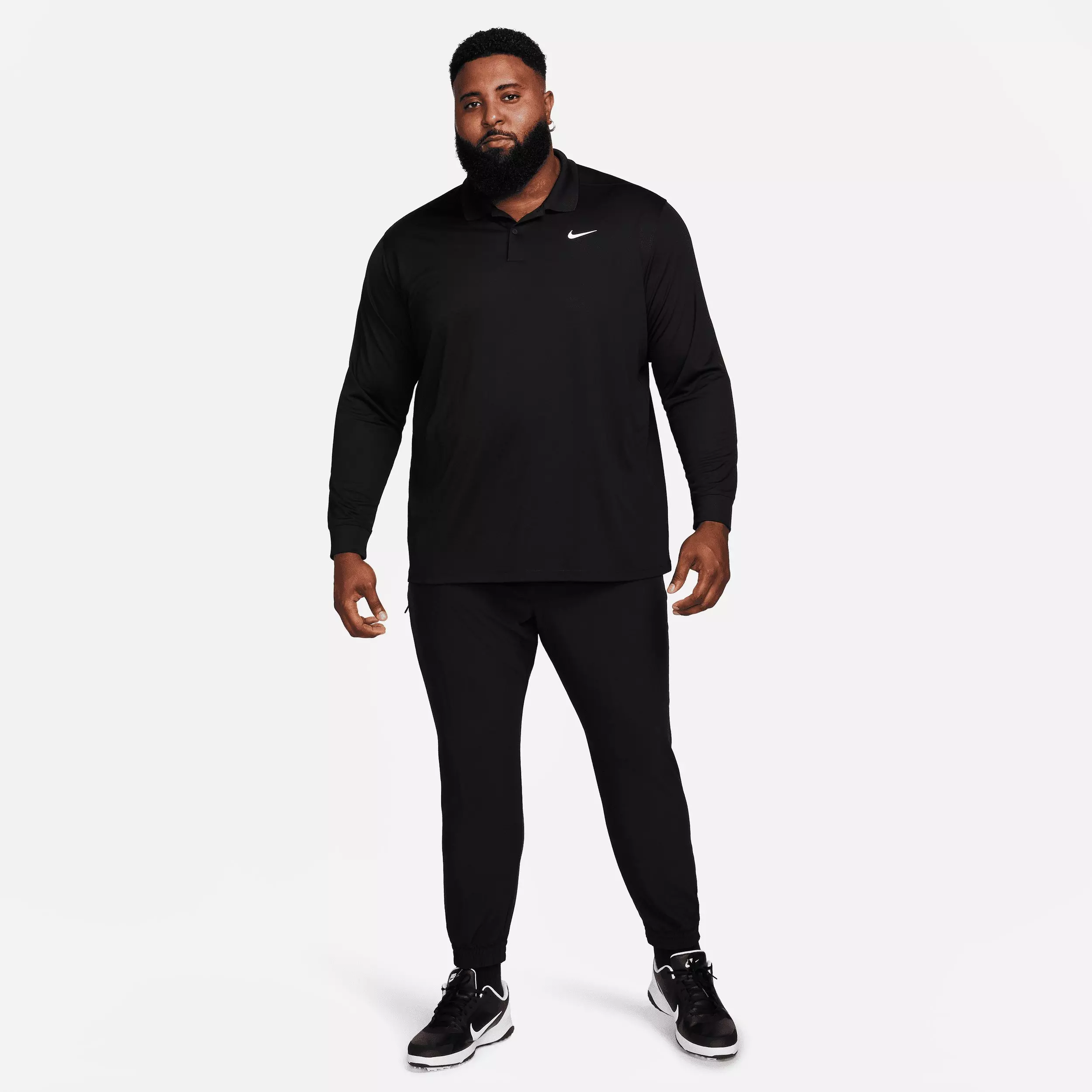 Nike Men's Dri-FIT Victory Long Sleeve Golf Polo - Black - BLACK