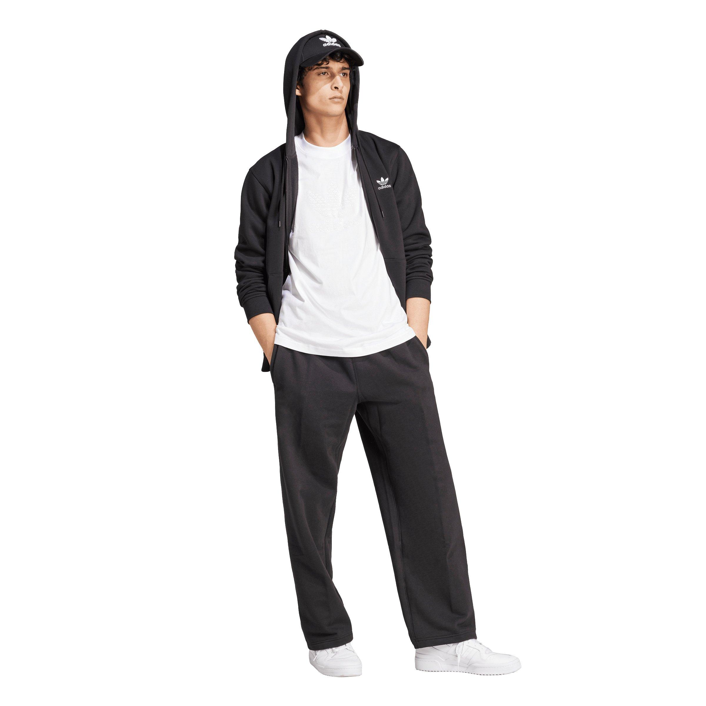 adidas Originals Men's Trefoil Essentials Full-Zip Hooded Jacket - Black - BLACK Thumbnail View 5