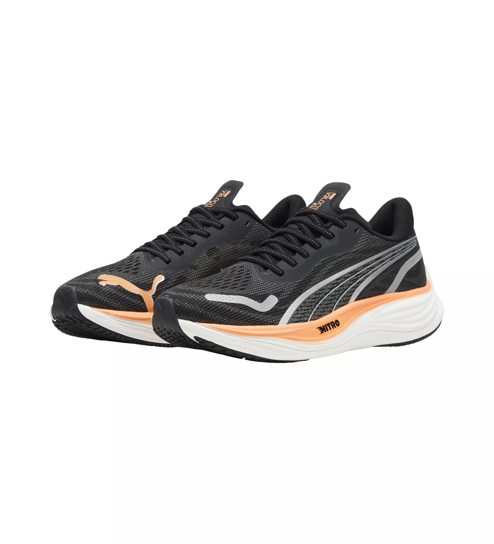 PUMA Velocity Nitro 3 "PUMA Black/PUMA Silver/Neon Citrus" Men's Running Shoe - BLACK/SILVER/ORANGE