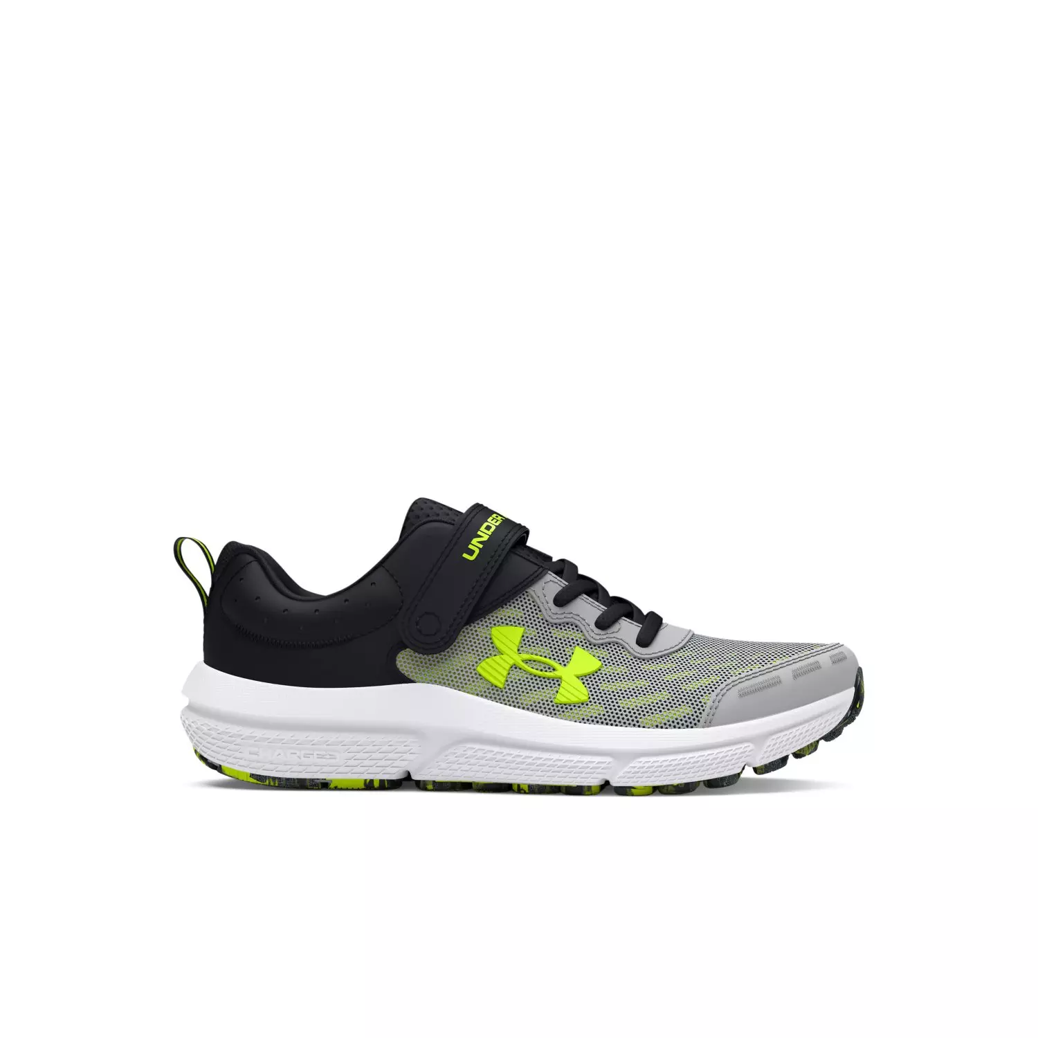 Under Armour Assert 10 AC "Mod Grey/Black/High Vis Yellow" Preschool Boys' Wide Running Shoe - GREY/BLACK/YELLOW