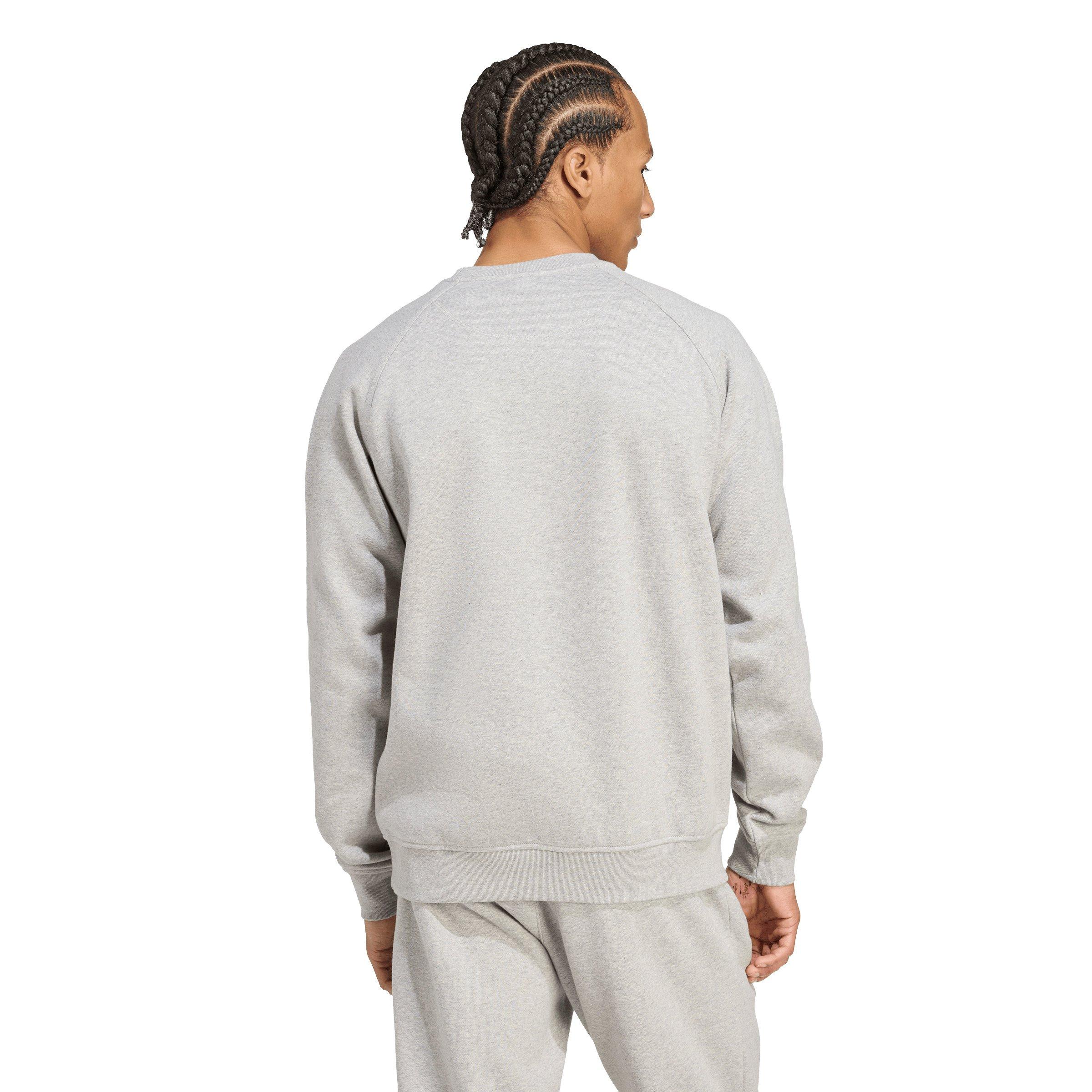 adidas Originals Men's Trefoil Essentials Crewneck Sweatshirt - Grey/White - GREY/WHITE Thumbnail View 2