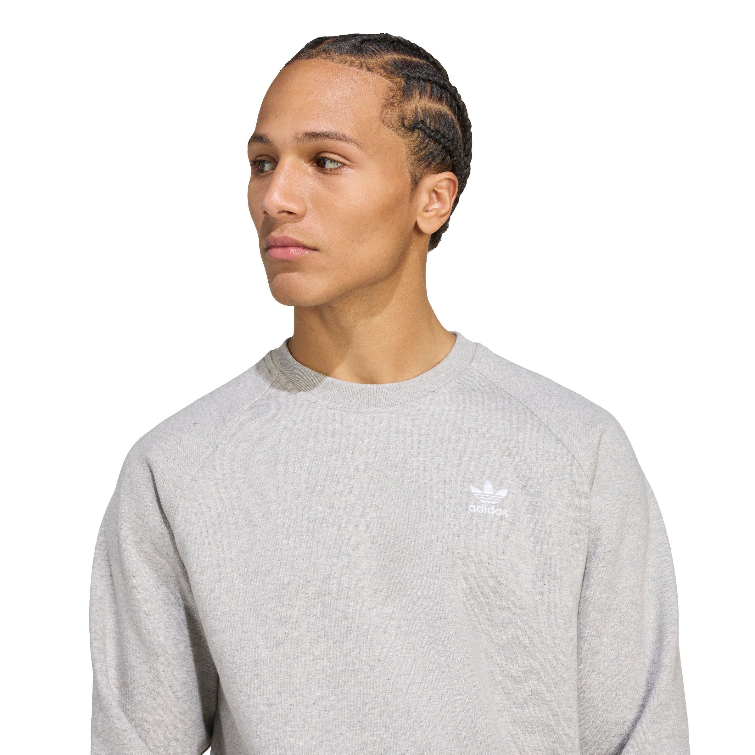 adidas Originals Men's Trefoil Essentials Crewneck Sweatshirt - Grey/White - GREY/WHITE Thumbnail View 3