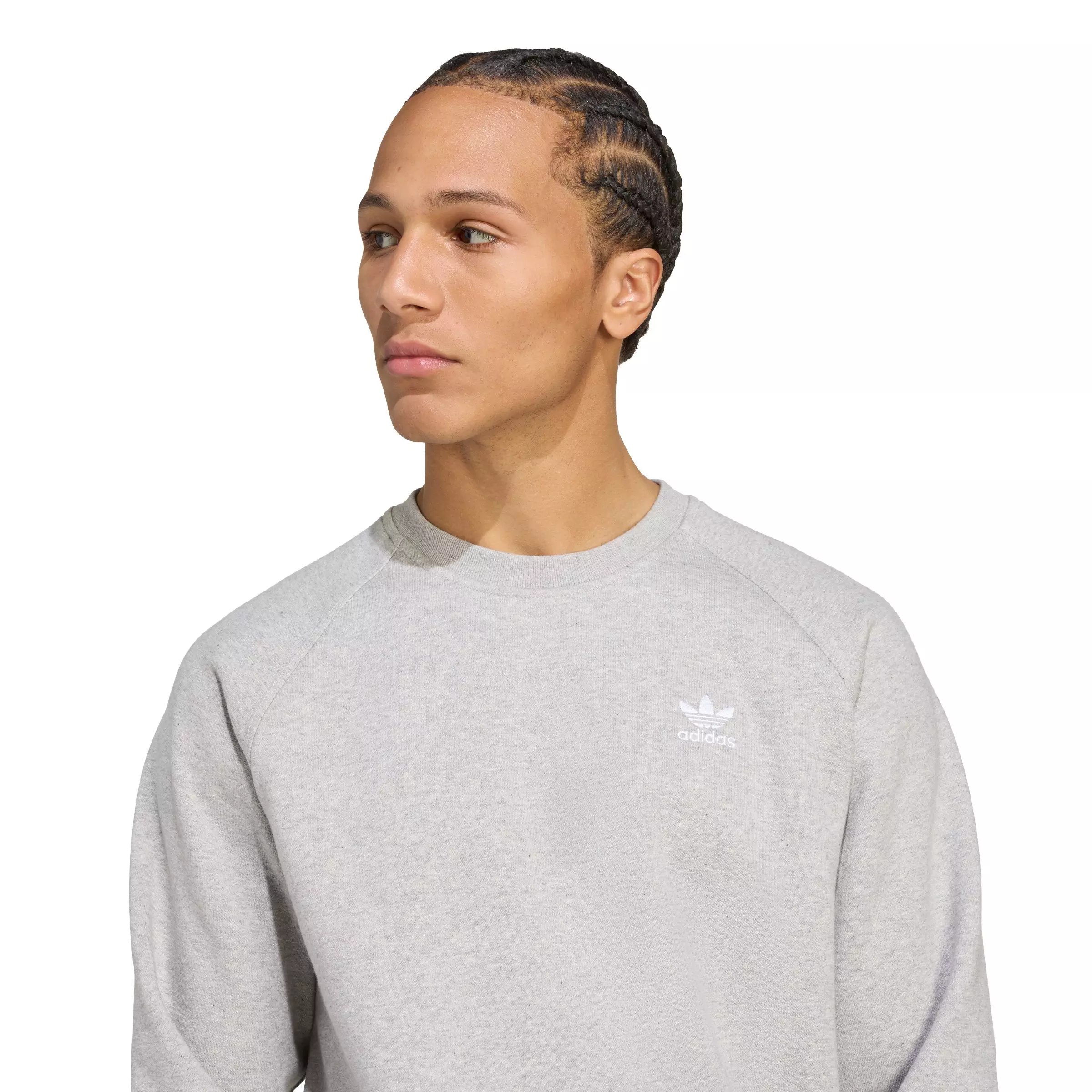adidas Originals Men's Trefoil Essentials Crewneck Sweatshirt - Grey/White - GREY/WHITE