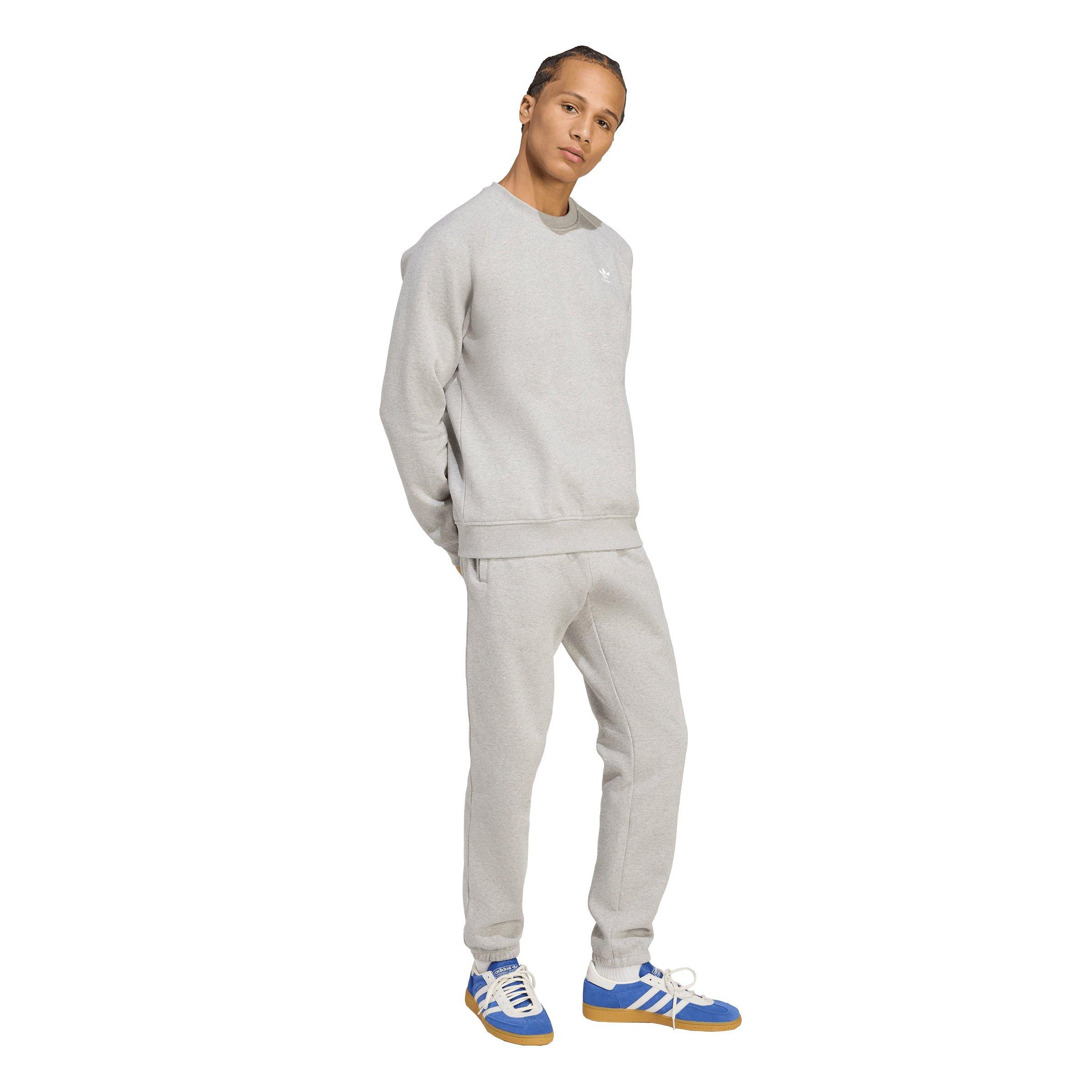 adidas Originals Men's Trefoil Essentials Crewneck Sweatshirt - Grey/White - GREY/WHITE Thumbnail View 5