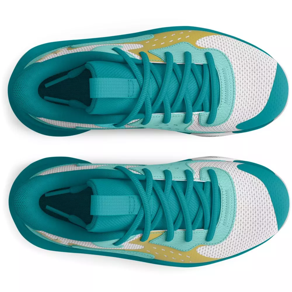 Under Armour Jet '23 "Distant Grey/Circuit Teal/Metallic Gold" Preschool Boys' Basketball Shoe - GREY/TEAL/GOLD
