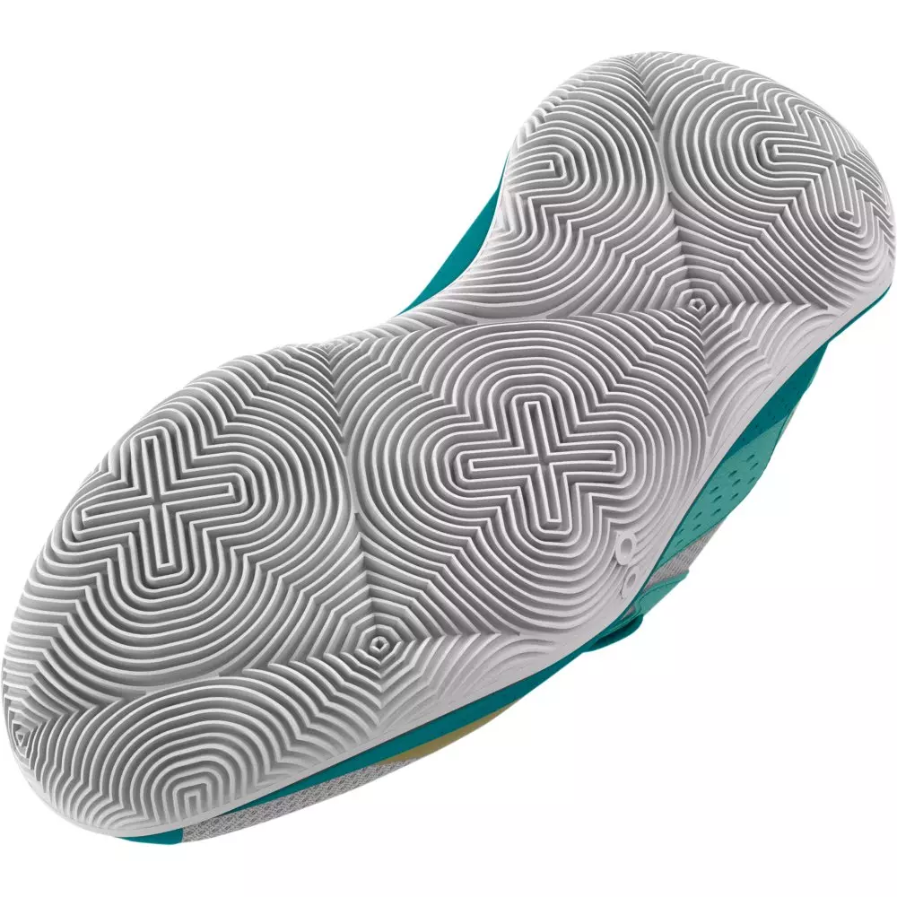 Under Armour Jet '23 "Distant Grey/Circuit Teal/Metallic Gold" Preschool Boys' Basketball Shoe - GREY/TEAL/GOLD