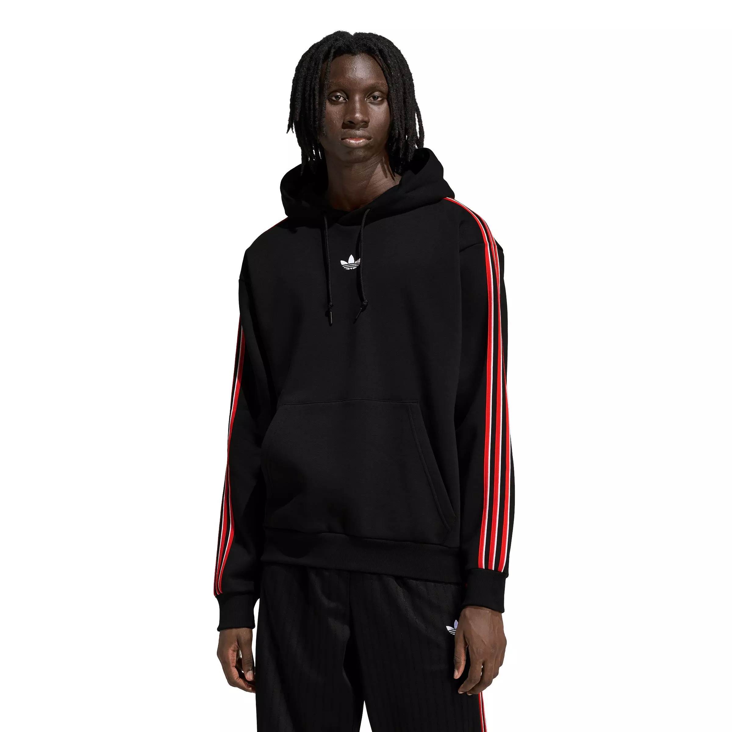 adidas Originals Men's Tipped Striped Hoodie - Black - BLACK