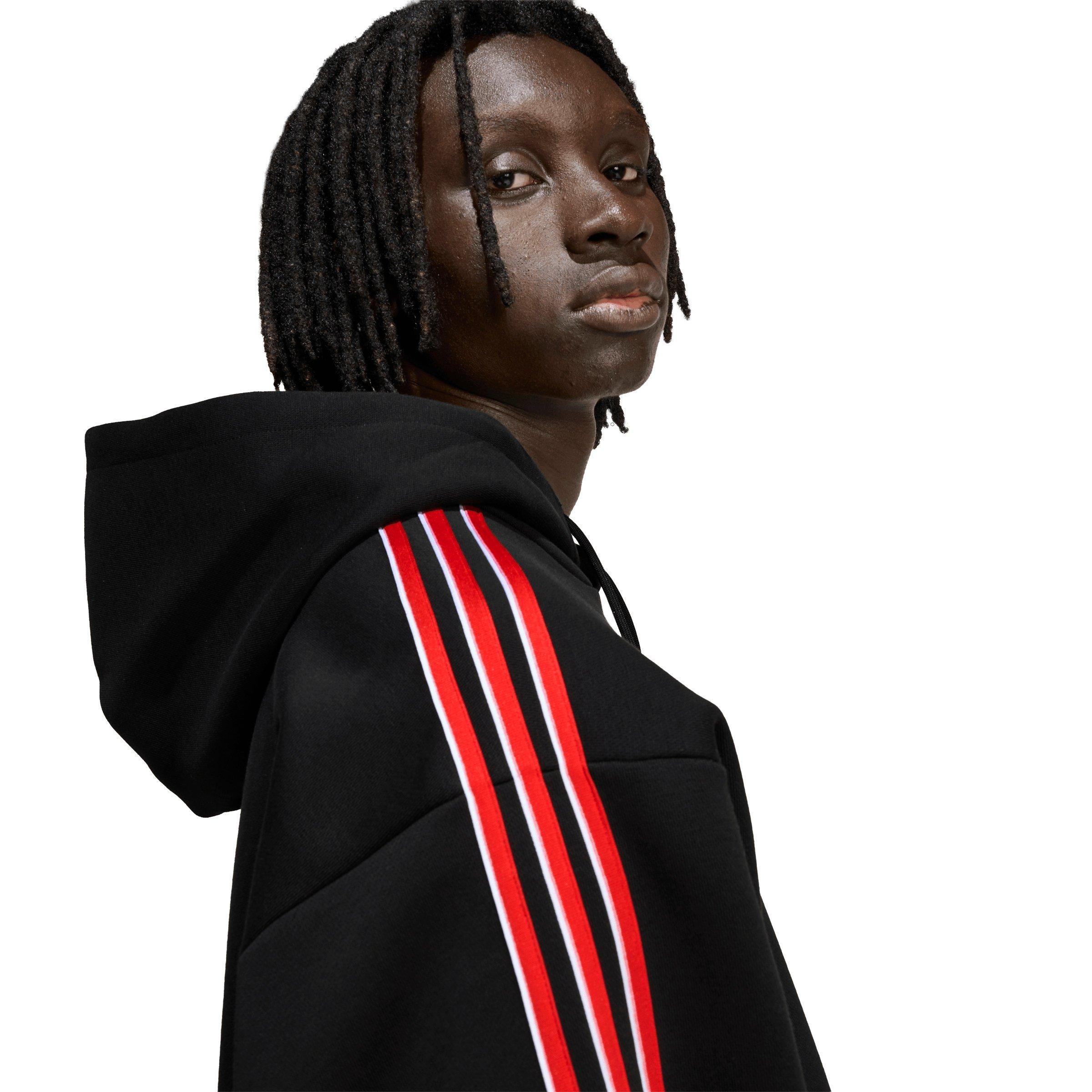 adidas Originals Men's Tipped Striped Hoodie - Black - BLACK Thumbnail View 4