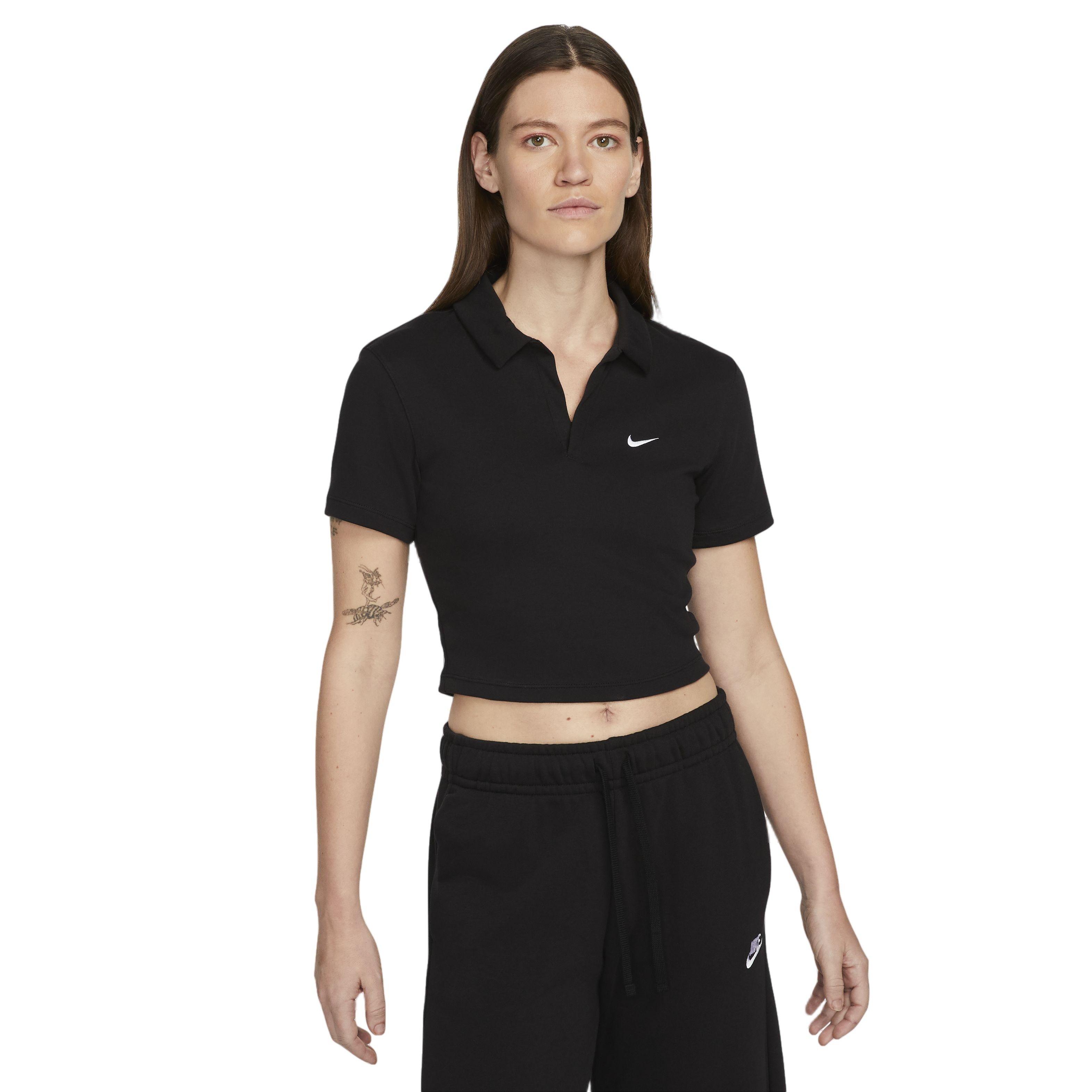 Nike Women's Sportswear Essential Short-Sleeve Polo Top-Black - BLACK Thumbnail View 1