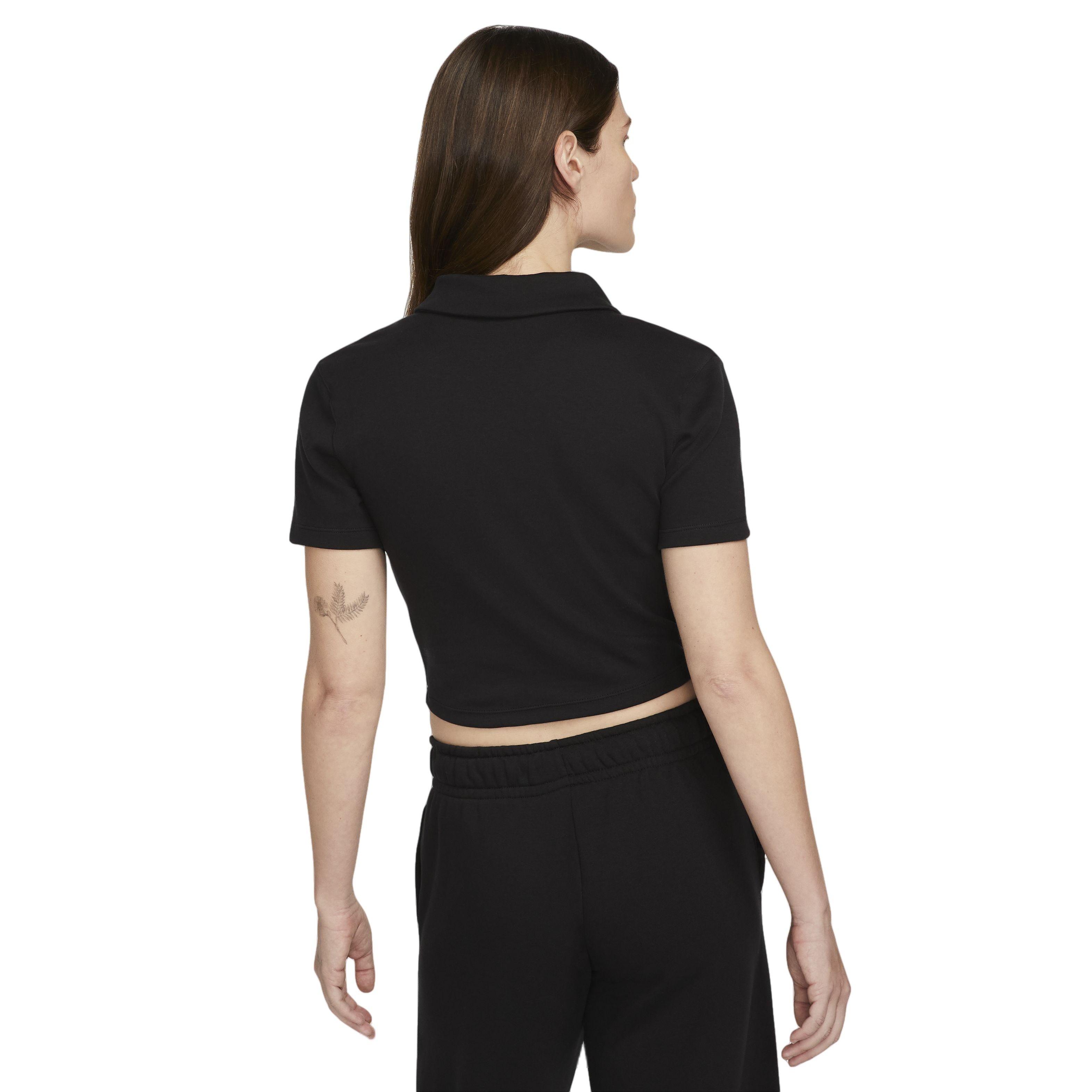 Nike Women's Sportswear Essential Short-Sleeve Polo Top-Black - BLACK Thumbnail View 2