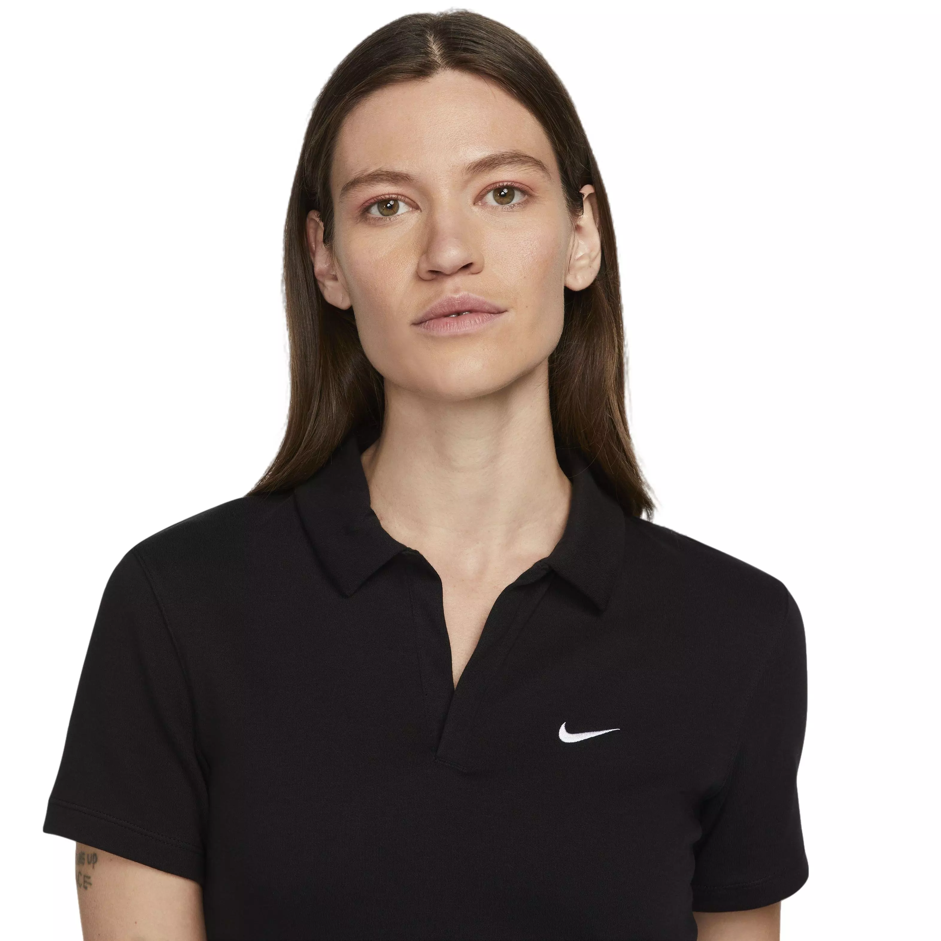 Nike Women's Sportswear Essential Short-Sleeve Polo Top-Black - BLACK