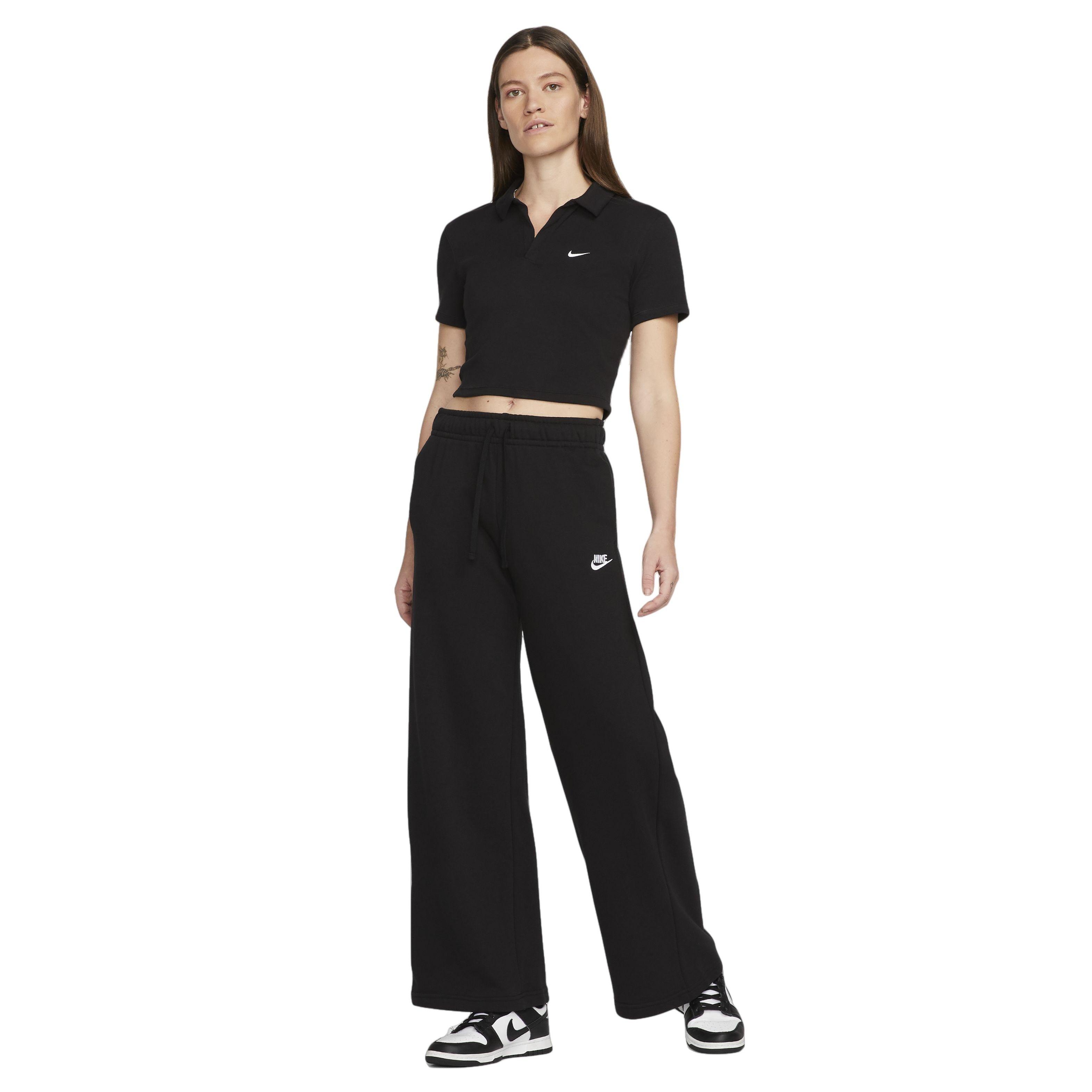 Nike Women's Sportswear Essential Short-Sleeve Polo Top-Black - BLACK Thumbnail View 4