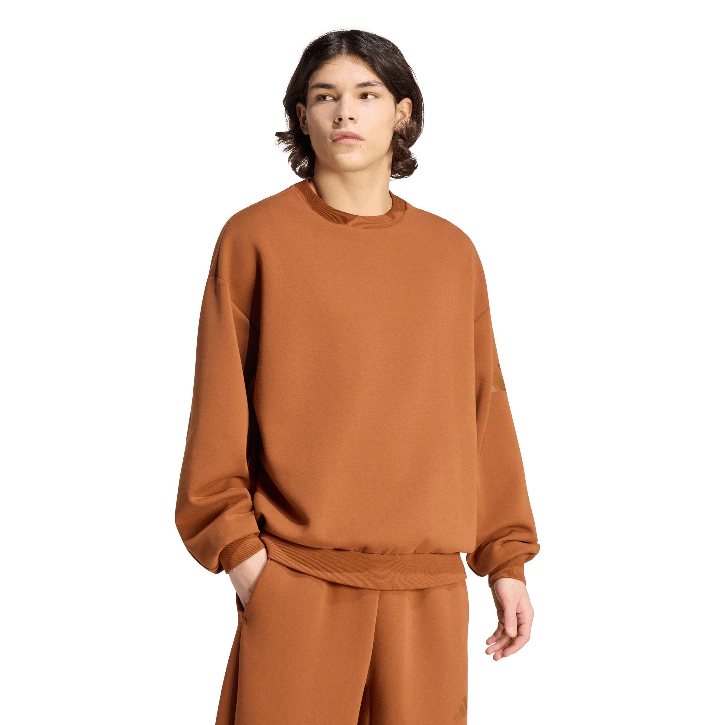 adidas Men's Soft Lux Sweatshirt - Brown - BROWN Thumbnail View 1