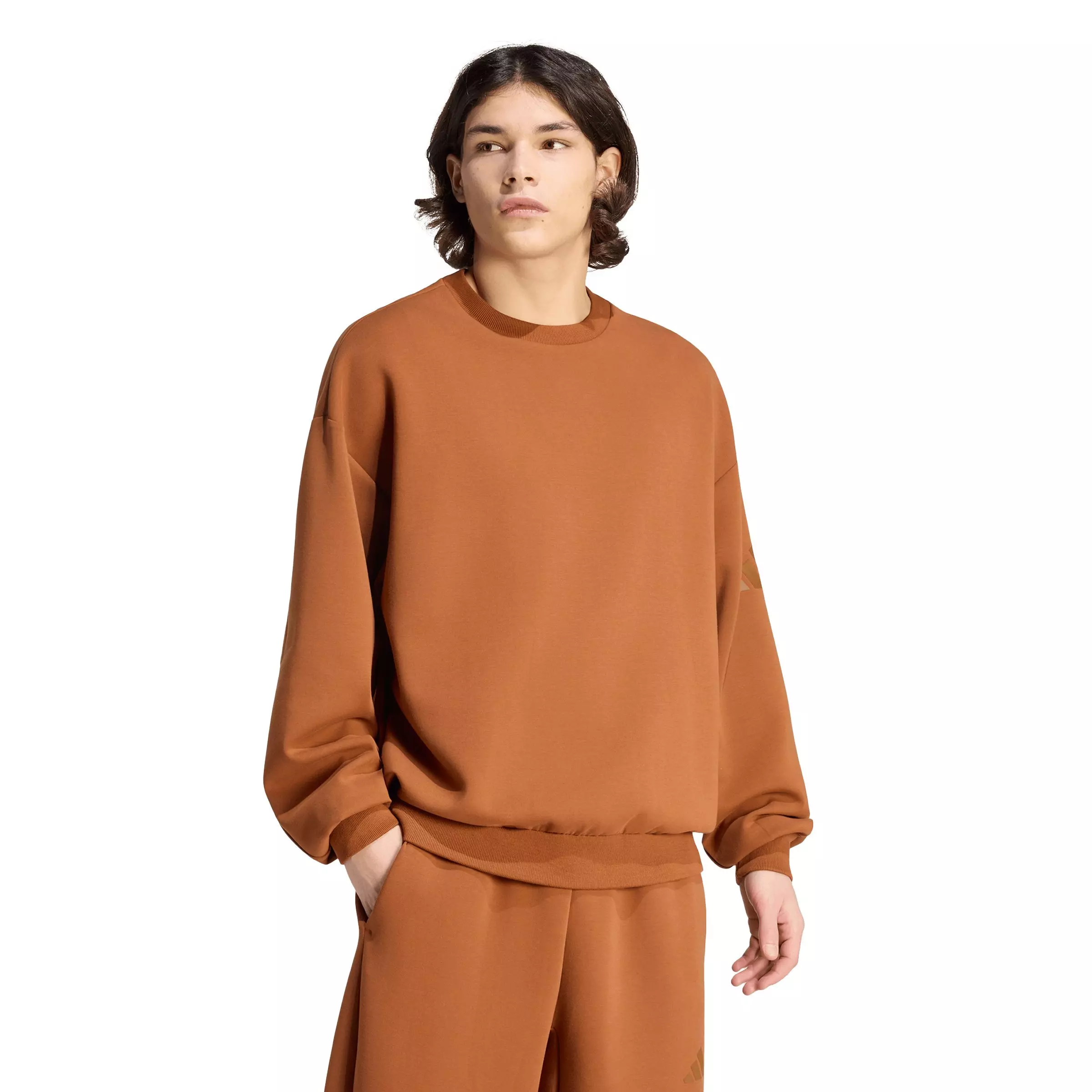 adidas Men's Soft Lux Sweatshirt - Brown - BROWN