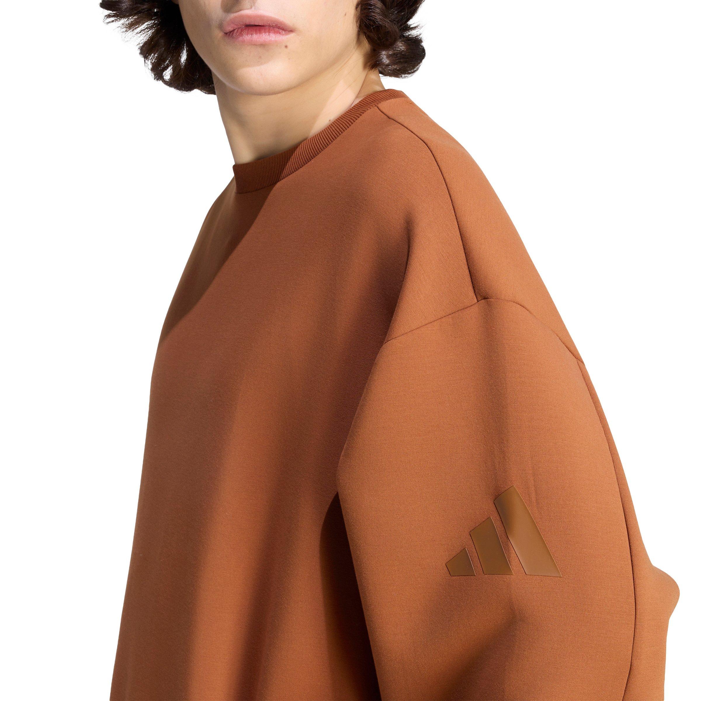adidas Men's Soft Lux Sweatshirt - Brown - BROWN Thumbnail View 4