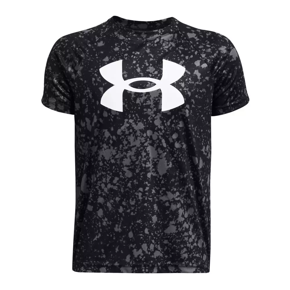 Under Armour Big Boys' Tech Big Logo Printed Short Sleeve Shirt - Black - BLACK