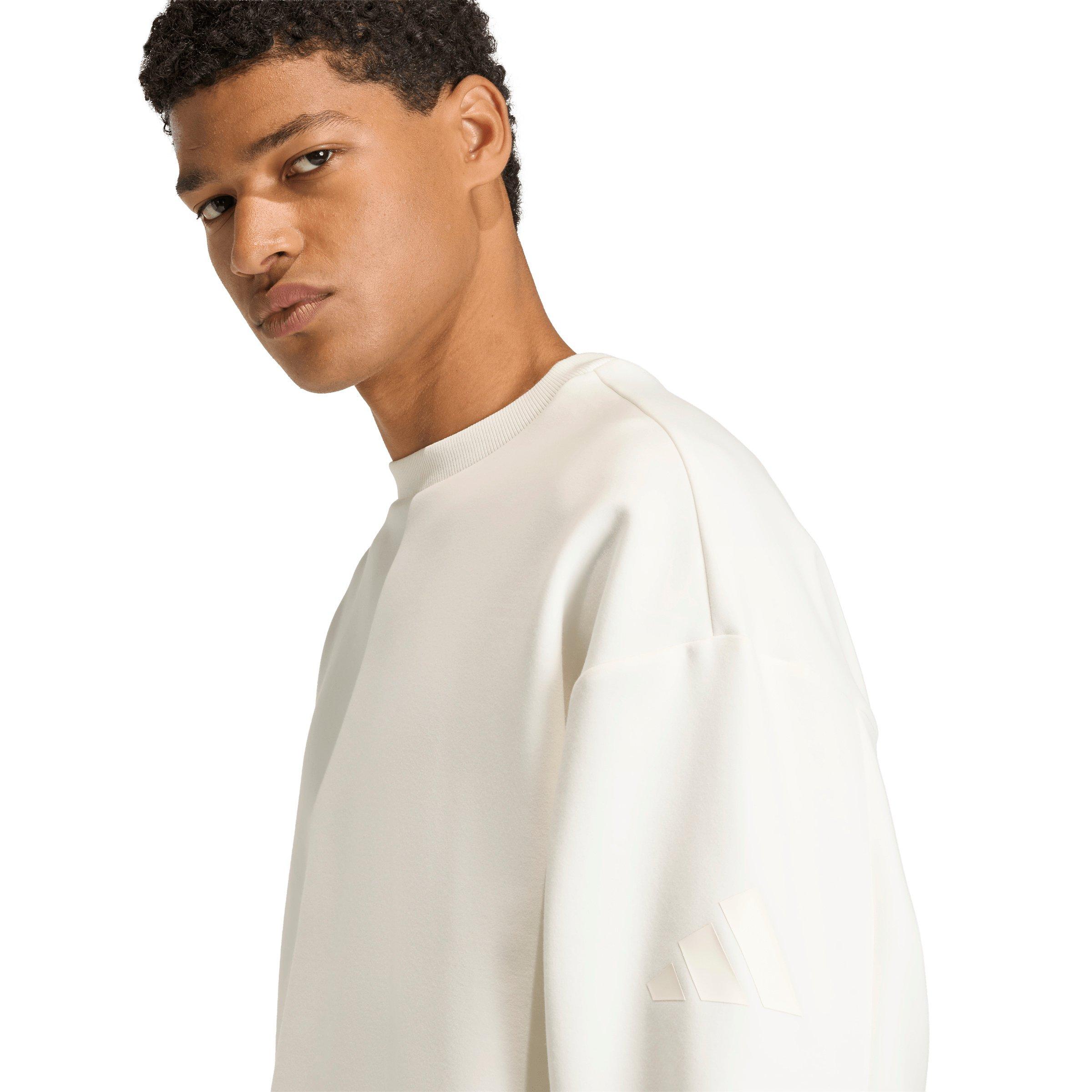 adidas Men's Soft Lux Sweatshirt - Off-White - OFF-WHITE Thumbnail View 3
