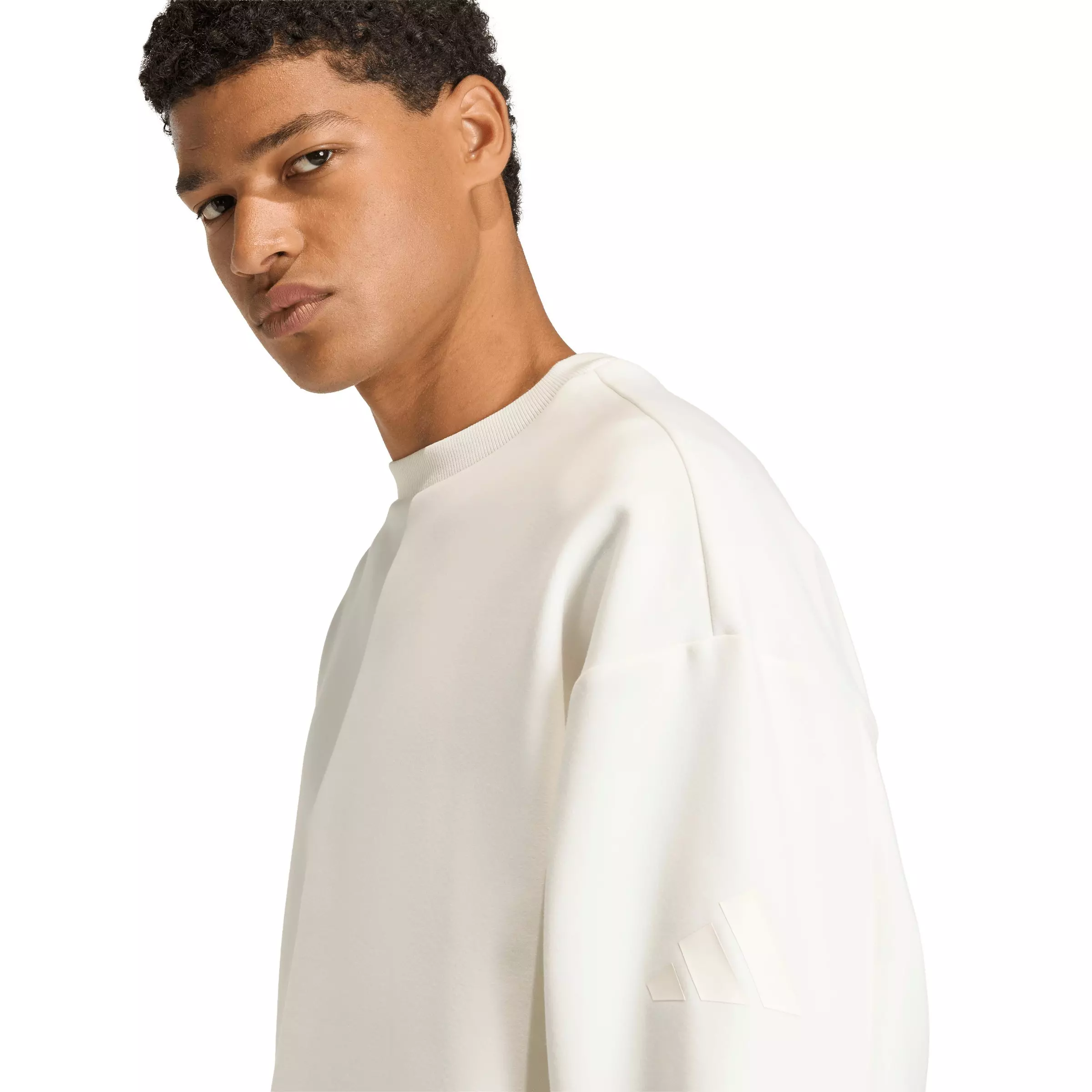 adidas Men's Soft Lux Sweatshirt - Off-White - OFF-WHITE