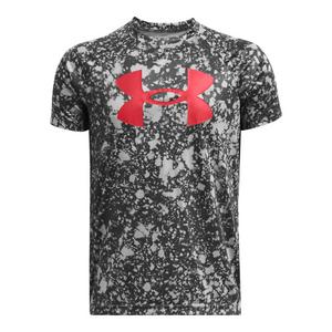 Under Armour Big Boys' Tech Big Logo Printed Short Sleeve Shirt - Grey/Red