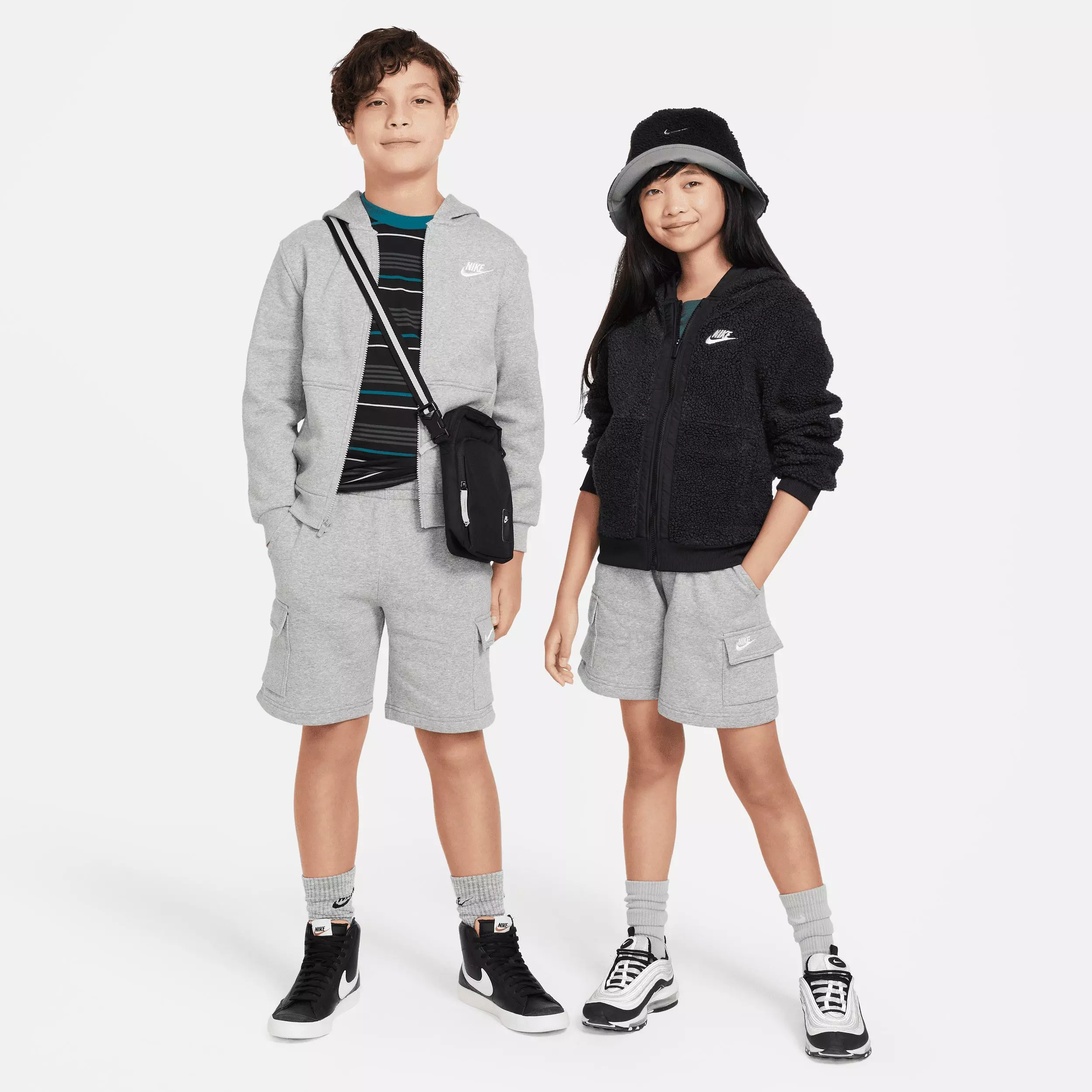 Nike Big Kids' Sportswear Club Fleece Cargo Shorts - Grey - GREY