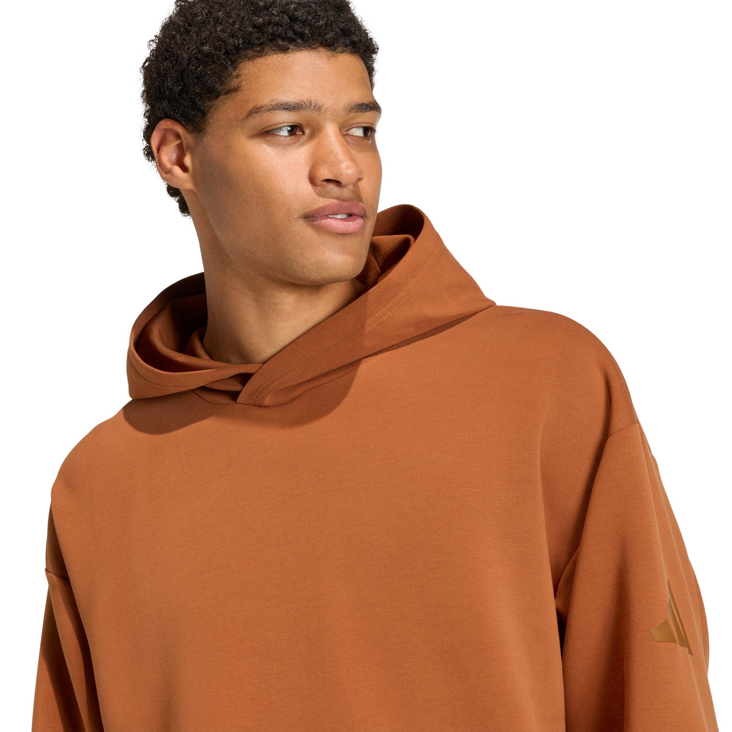 adidas Men's Soft Lux Hoodie - Brown - BROWN Thumbnail View 4