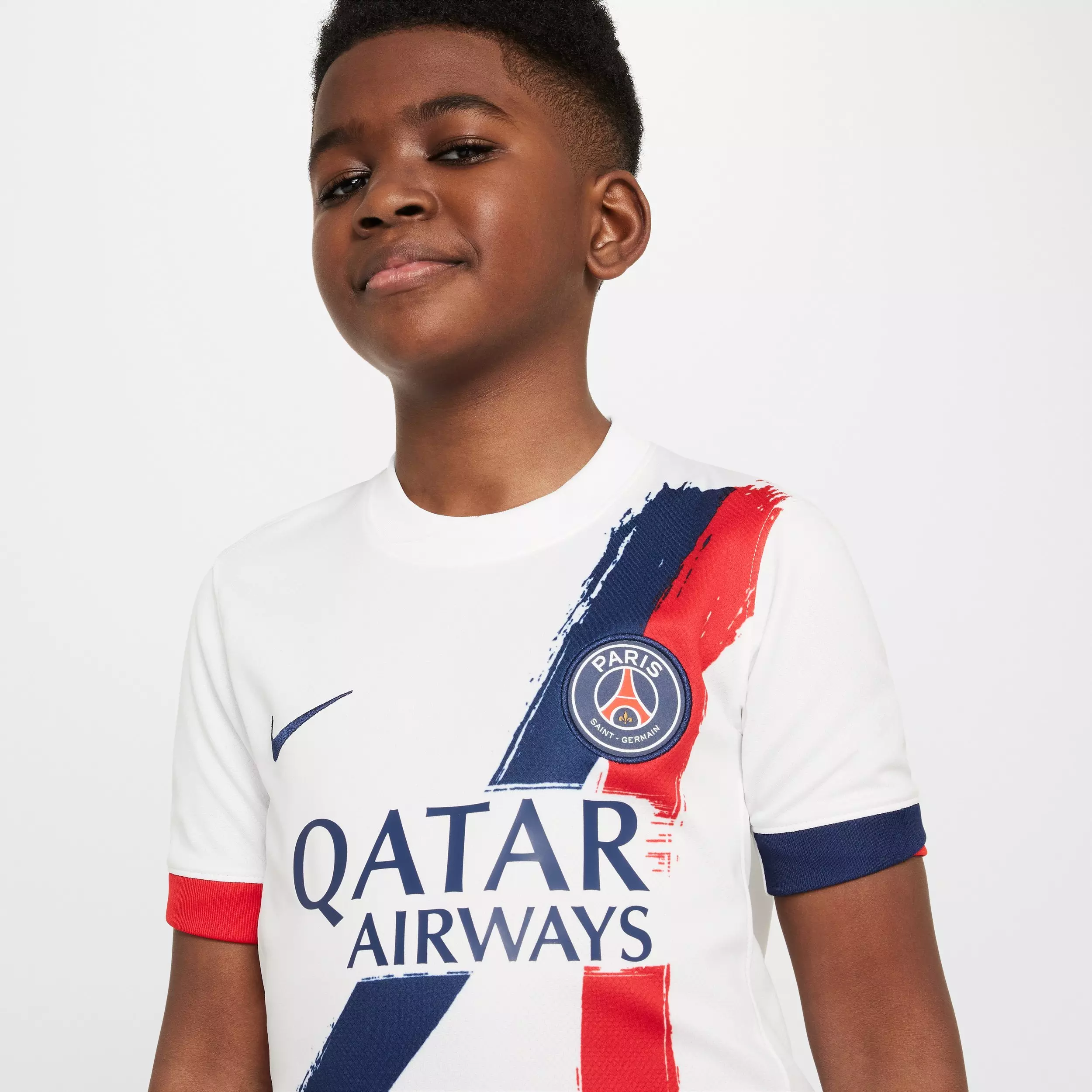 Nike Big Kids' Paris Saint-Germain 2024/25 Stadium Away Dri-FIT Soccer Replica Jersey - WHITE
