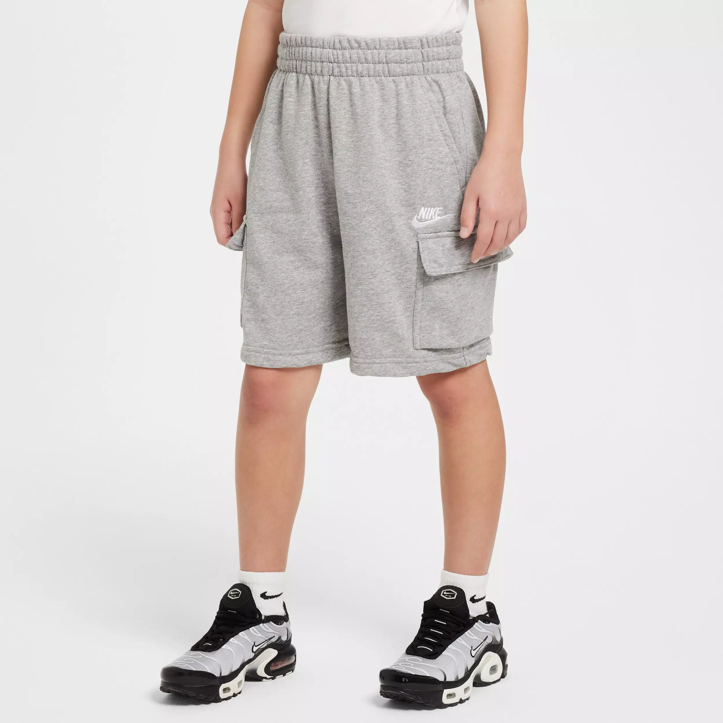 Nike Big Kids' Sportswear Club French Terry Cargo Shorts - Grey - GREY