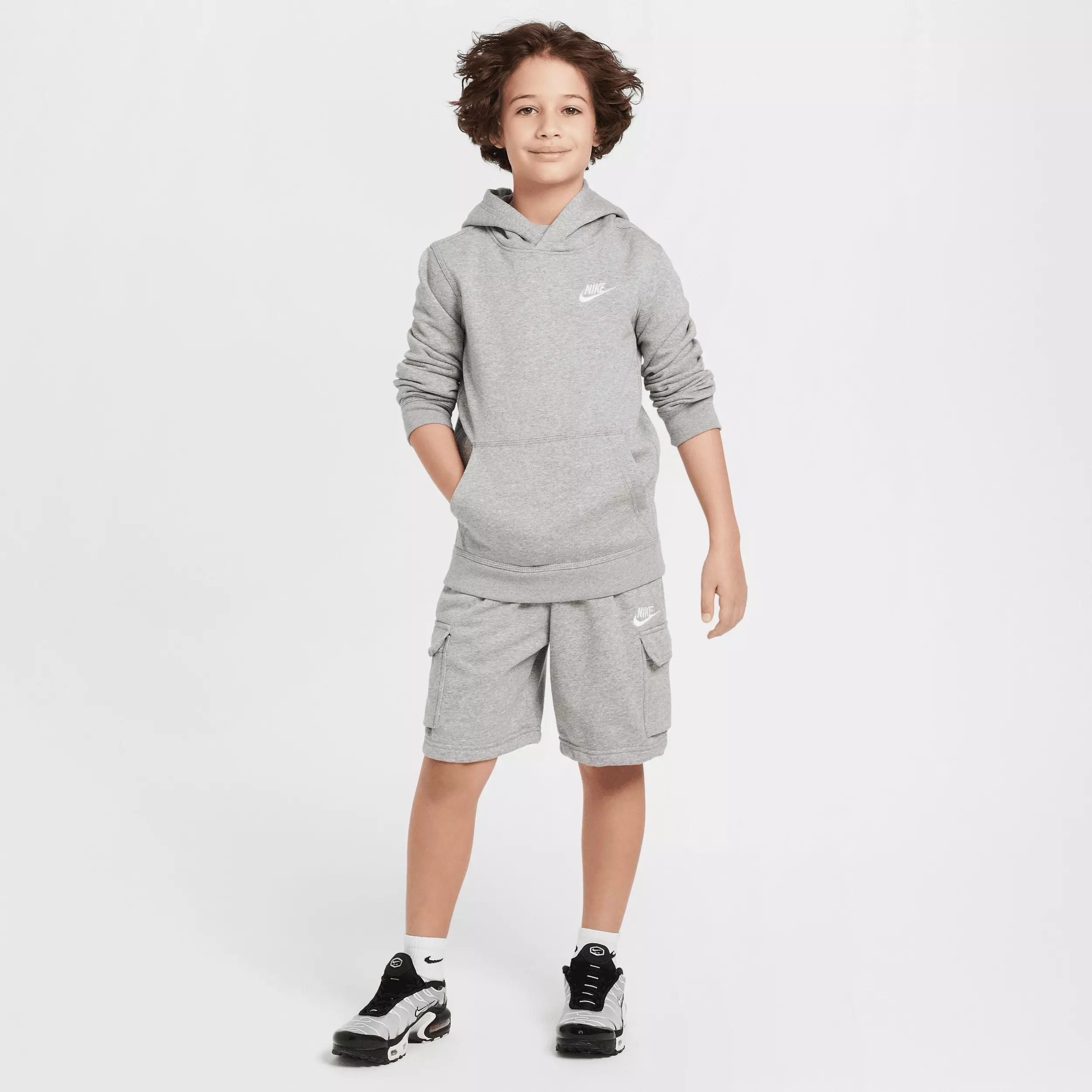Nike Big Kids' Sportswear Club French Terry Cargo Shorts - Grey - GREY