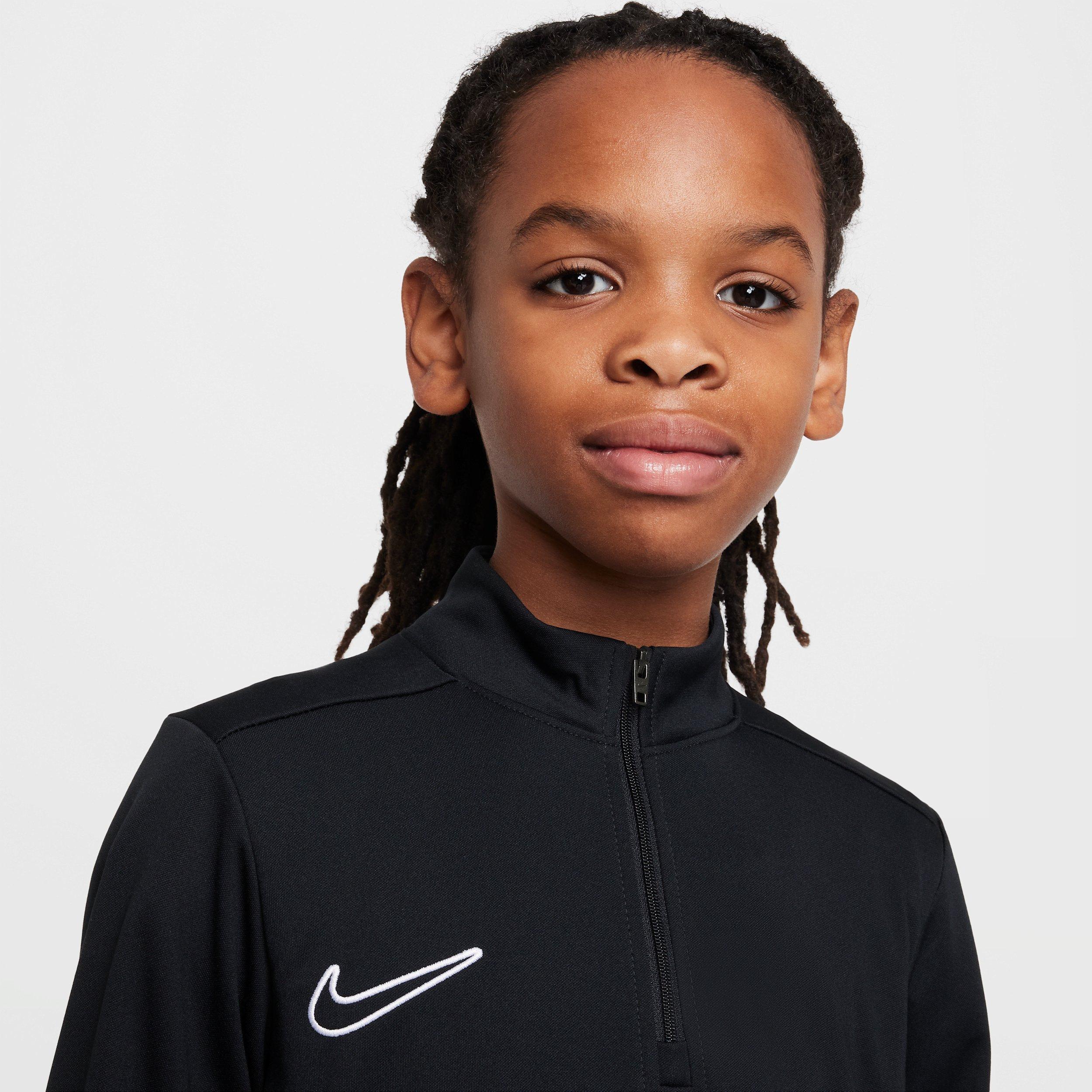 Nike Academy Dri-FIT Long Sleeve 1/4 Zip Big Kids' Black Soccer Drill Top