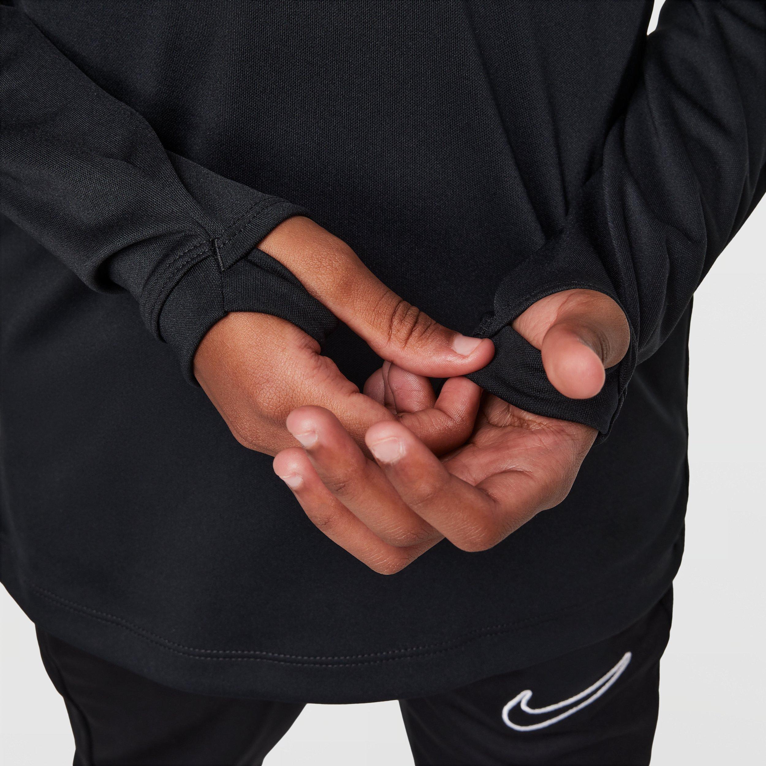 Nike Academy Dri-FIT Long Sleeve 1/4 Zip Big Kids' Black Soccer Drill Top