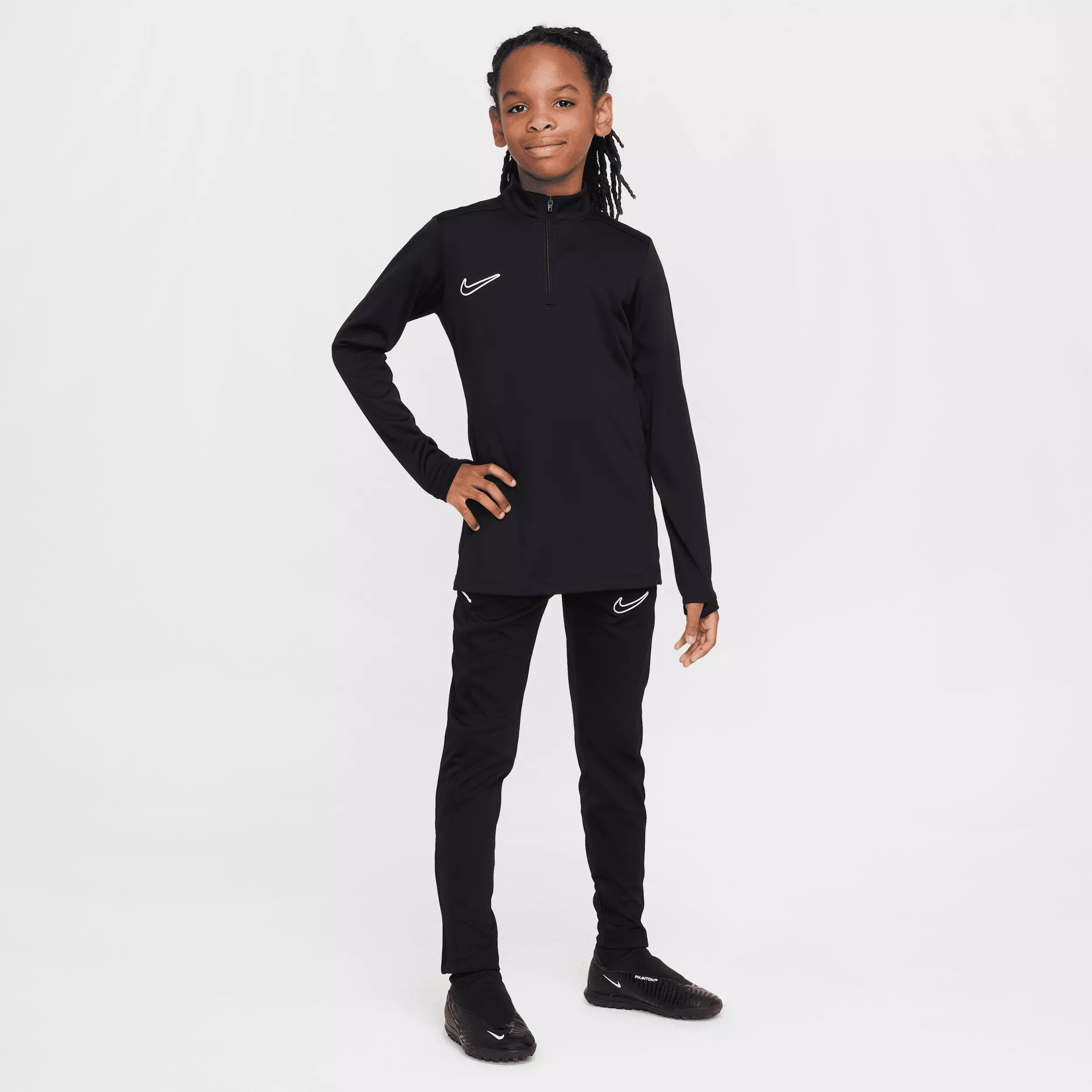 Nike Academy Big Kids' Dri-FIT Long Sleeve 1/4 Zip Soccer Drill Top - Black - BLACK