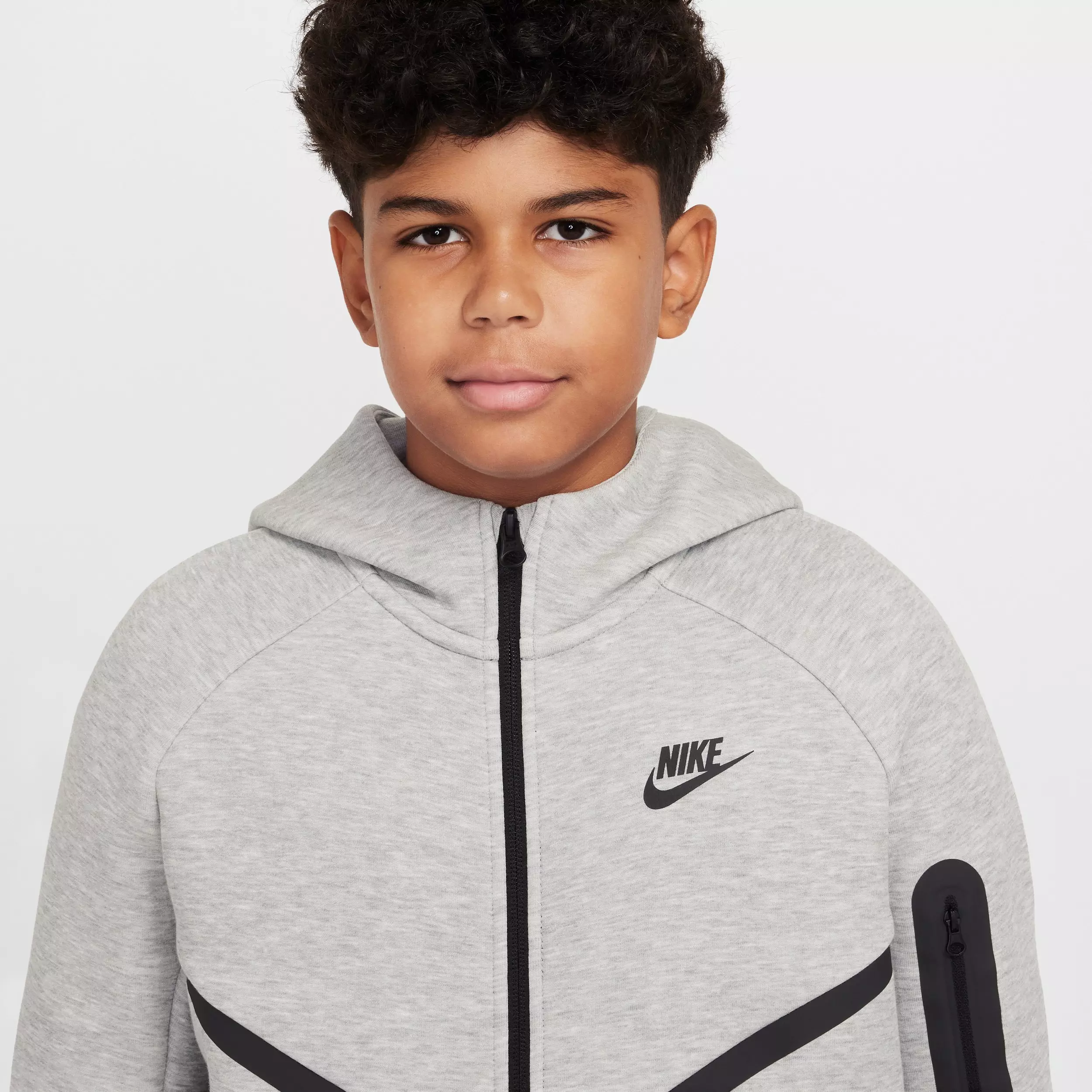 Nike Big Boys' Sportswear Tech Fleece Full-Zip Hooded Jacket - Grey - GREY