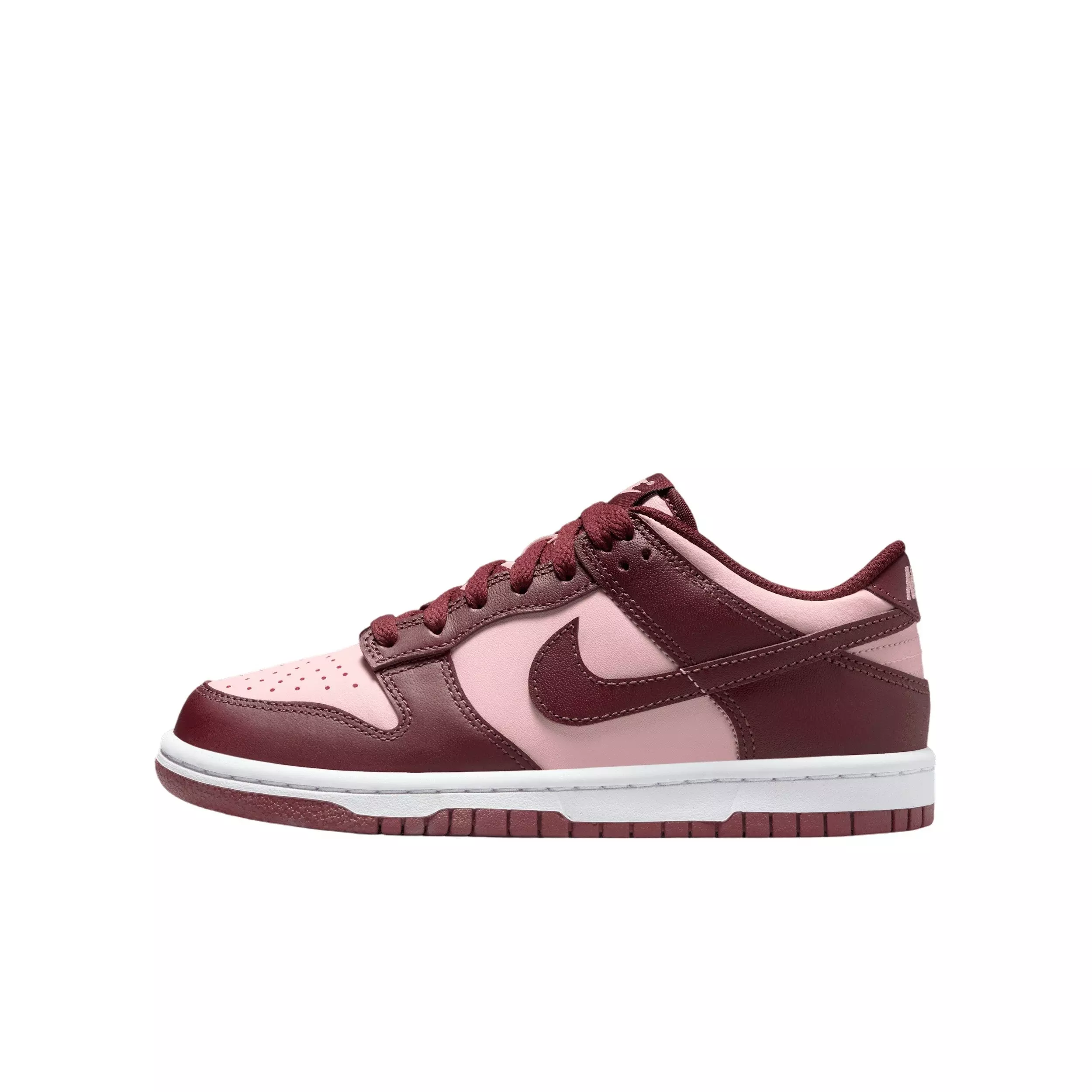 Nike Dunk Low "Dark Team Red/Echo Pink/White/Dark Team Red" Grade School Girls' Shoe - DK RED/PINK/WHITE/DK RED