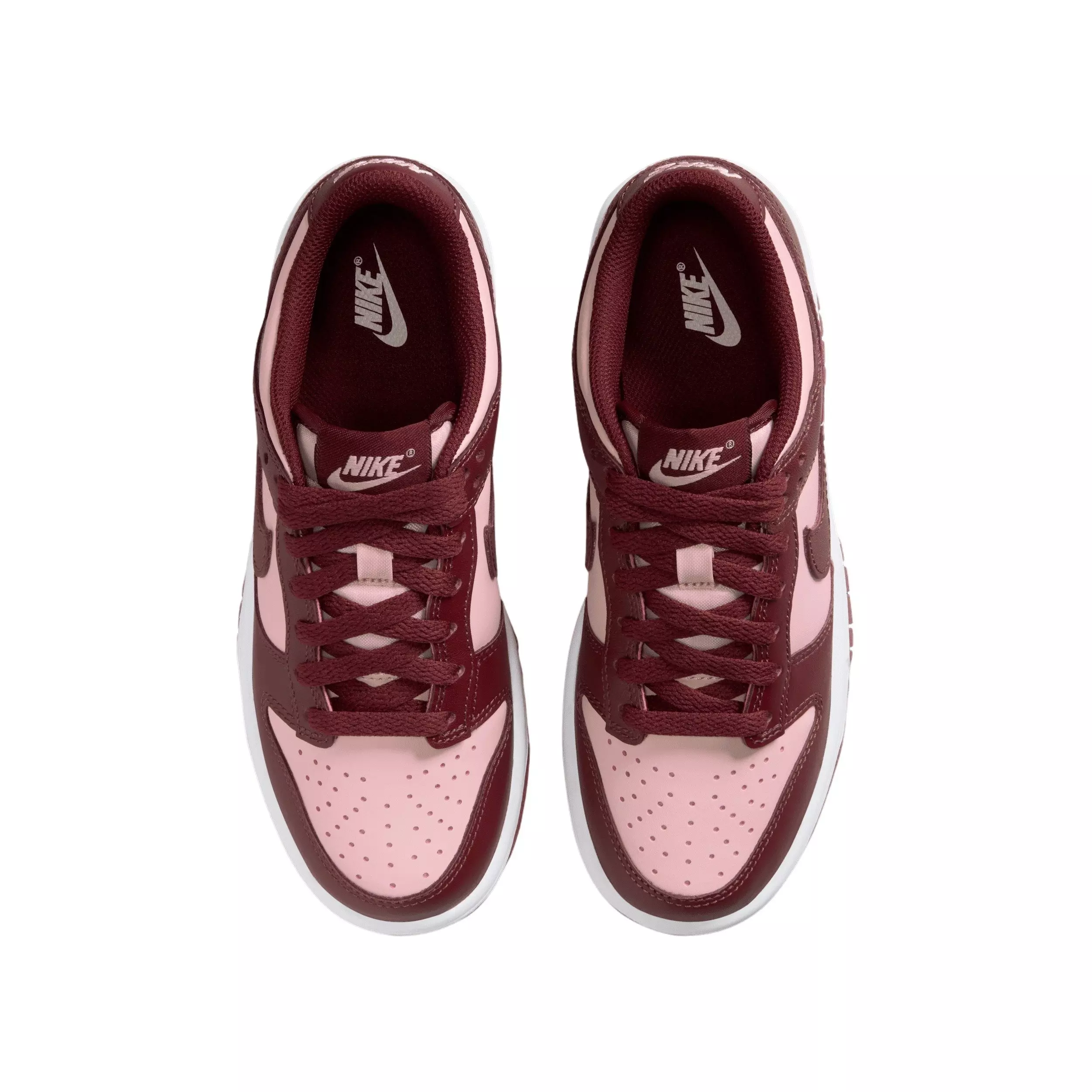 Nike Dunk Low "Dark Team Red/Echo Pink/White/Dark Team Red" Grade School Girls' Shoe - DK RED/PINK/WHITE/DK RED