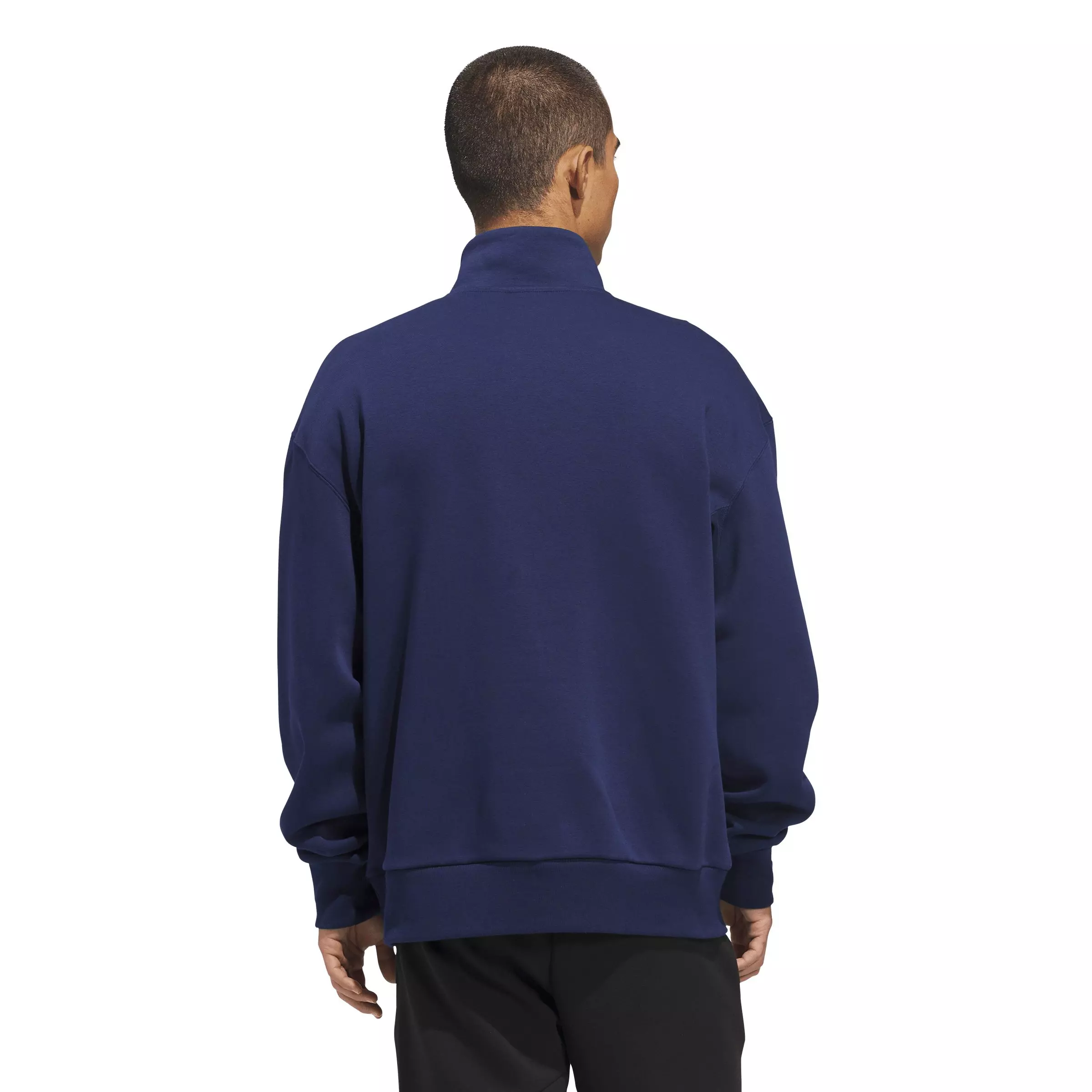 adidas Men's LOVB Fleece Graphics Quarter-Zip Sweatshirt - Navy - NAVY