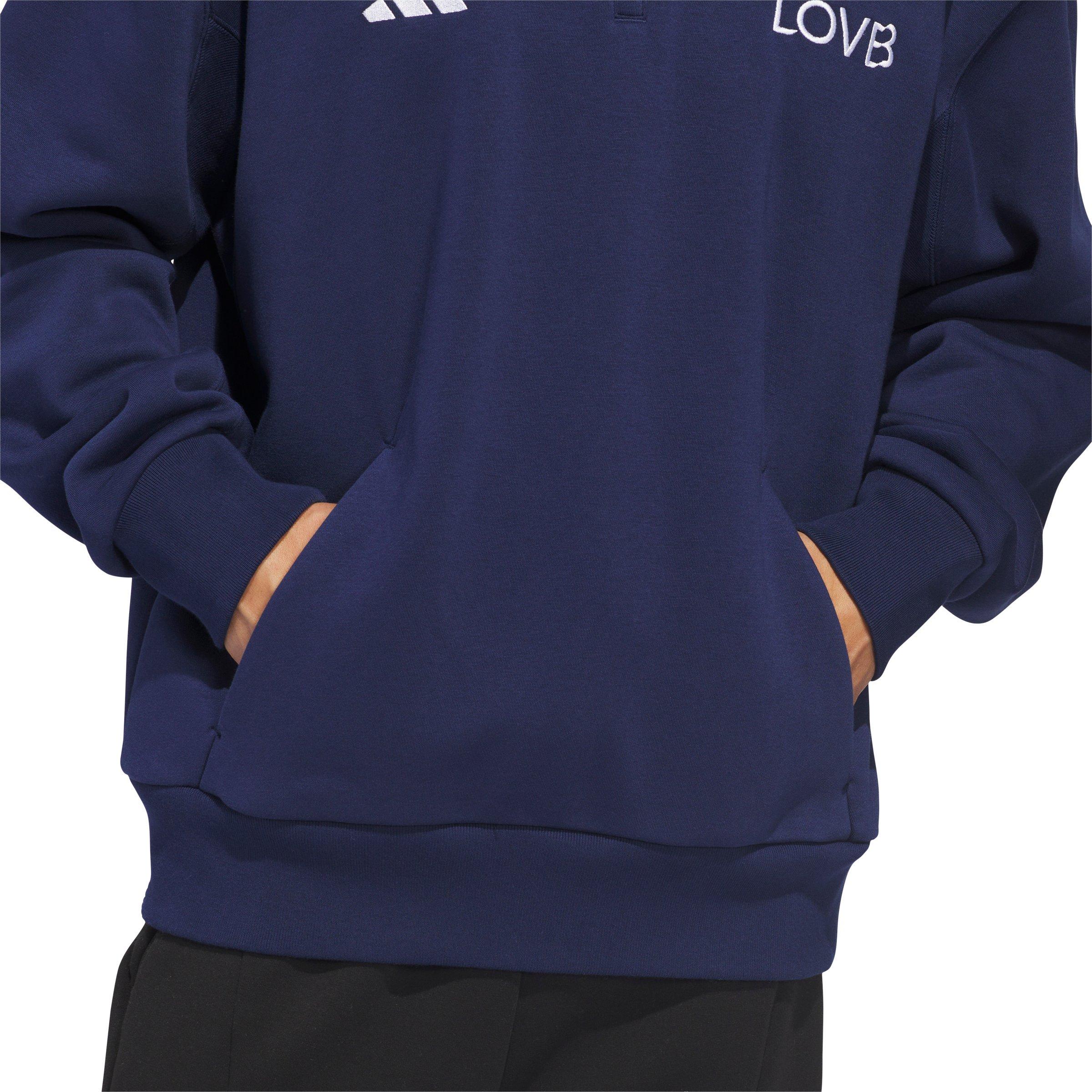 adidas Men's LOVB Fleece Graphics Quarter-Zip Sweatshirt - Navy - NAVY Thumbnail View 4