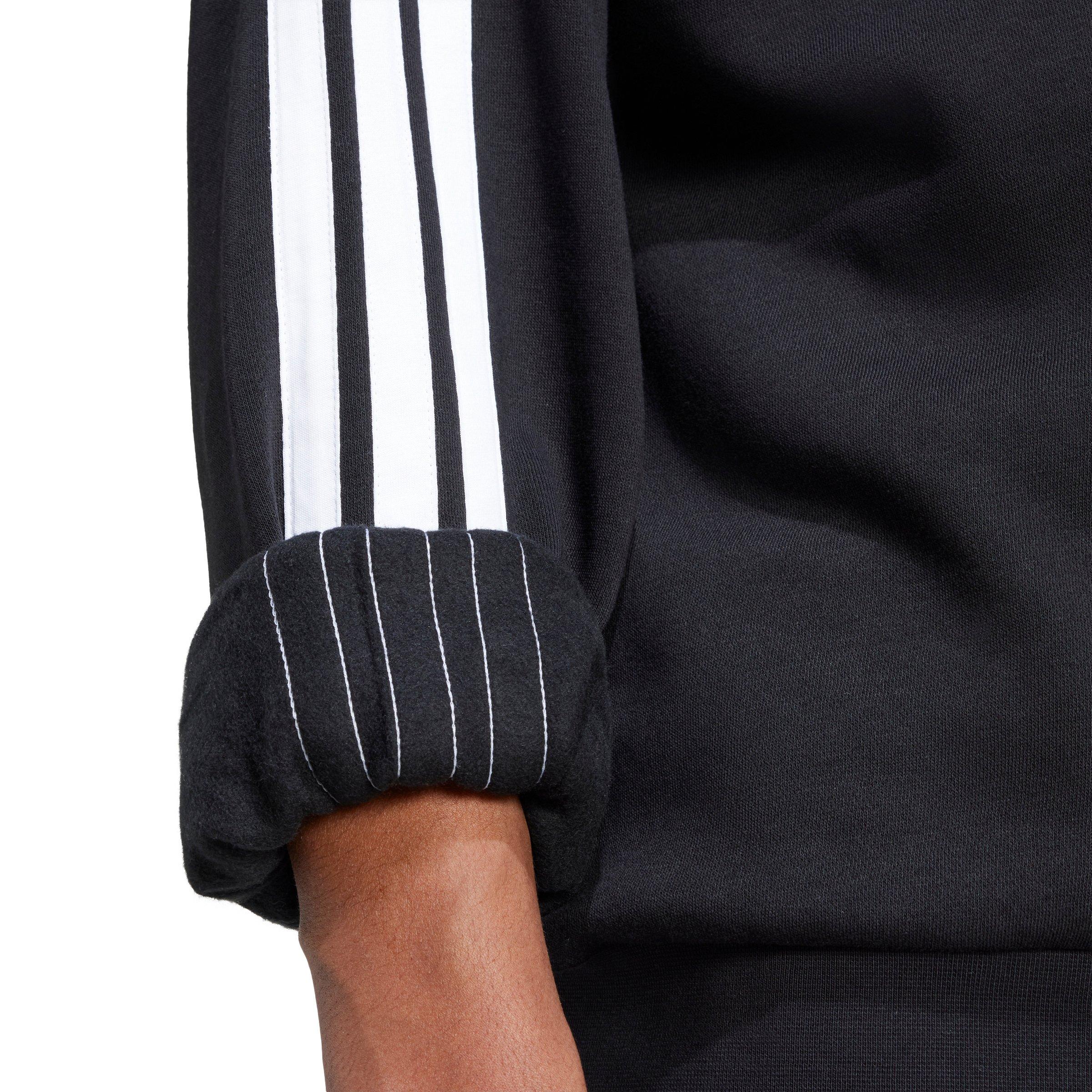adidas Men's Essentials 3-Stripes Fleece Sweatshirt - Black/White - BLACK/WHITE Thumbnail View 4