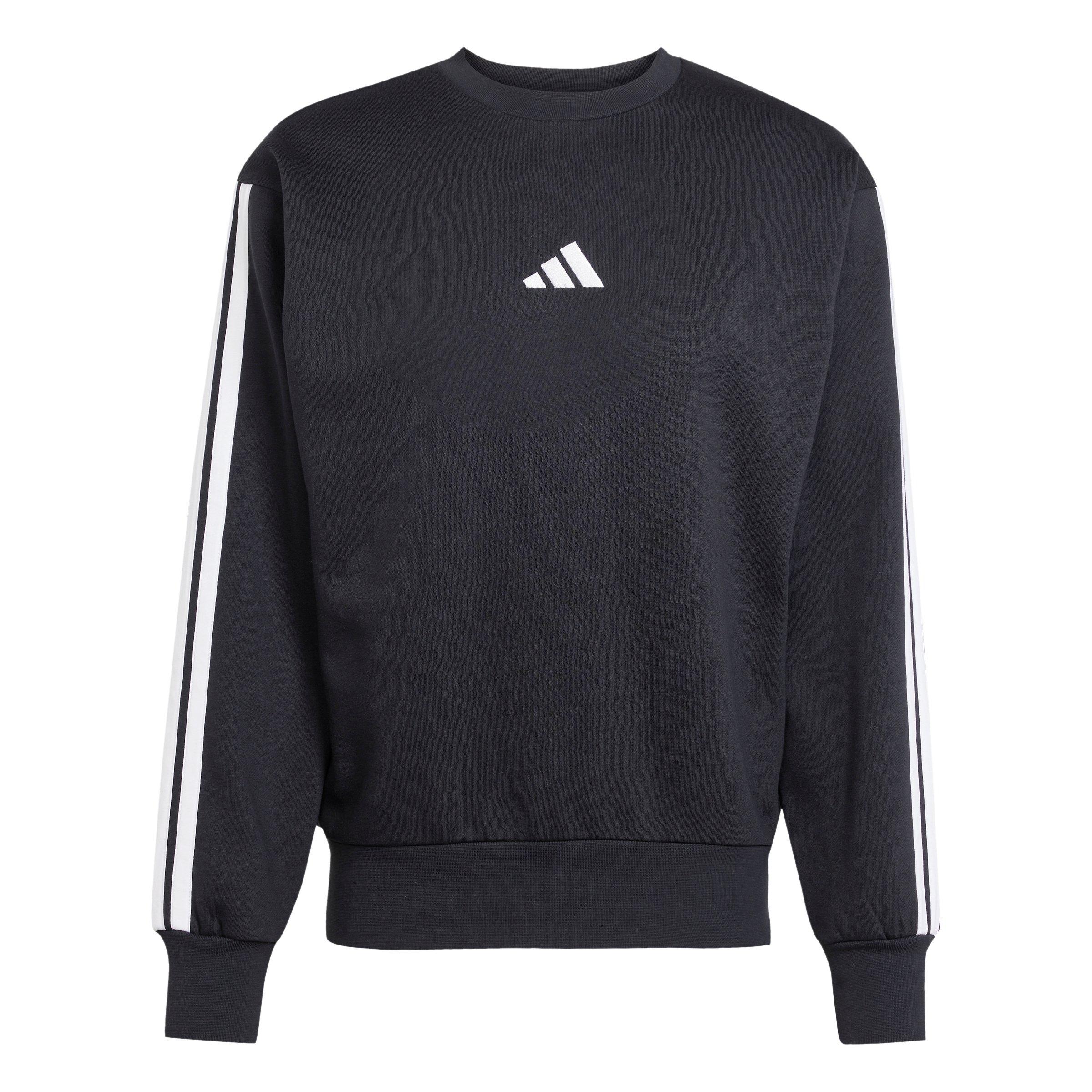 adidas Men's Essentials 3-Stripes Fleece Sweatshirt - Black/White - BLACK/WHITE Thumbnail View 6