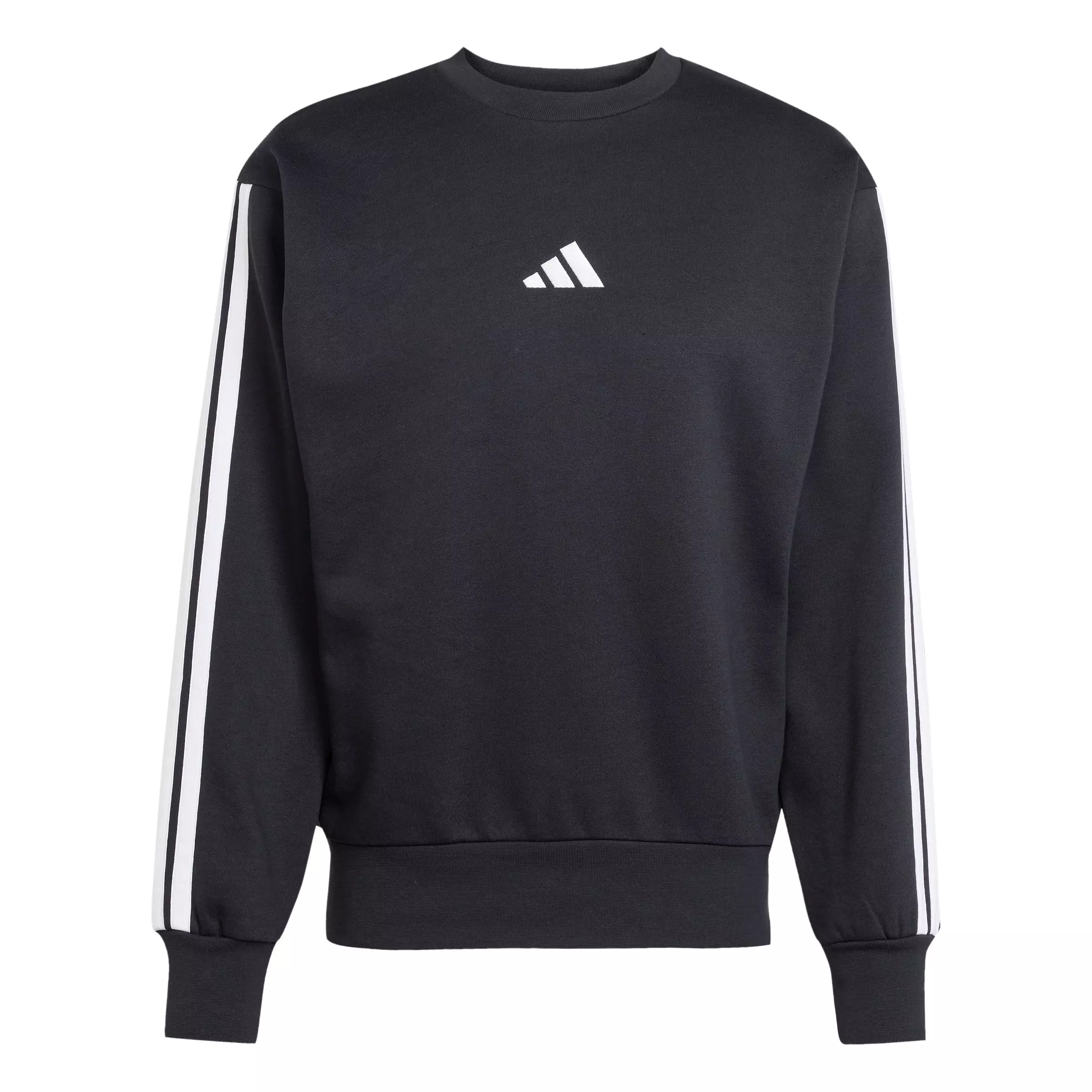adidas Men's Essentials 3-Stripes Fleece Sweatshirt - Black/White - BLACK/WHITE