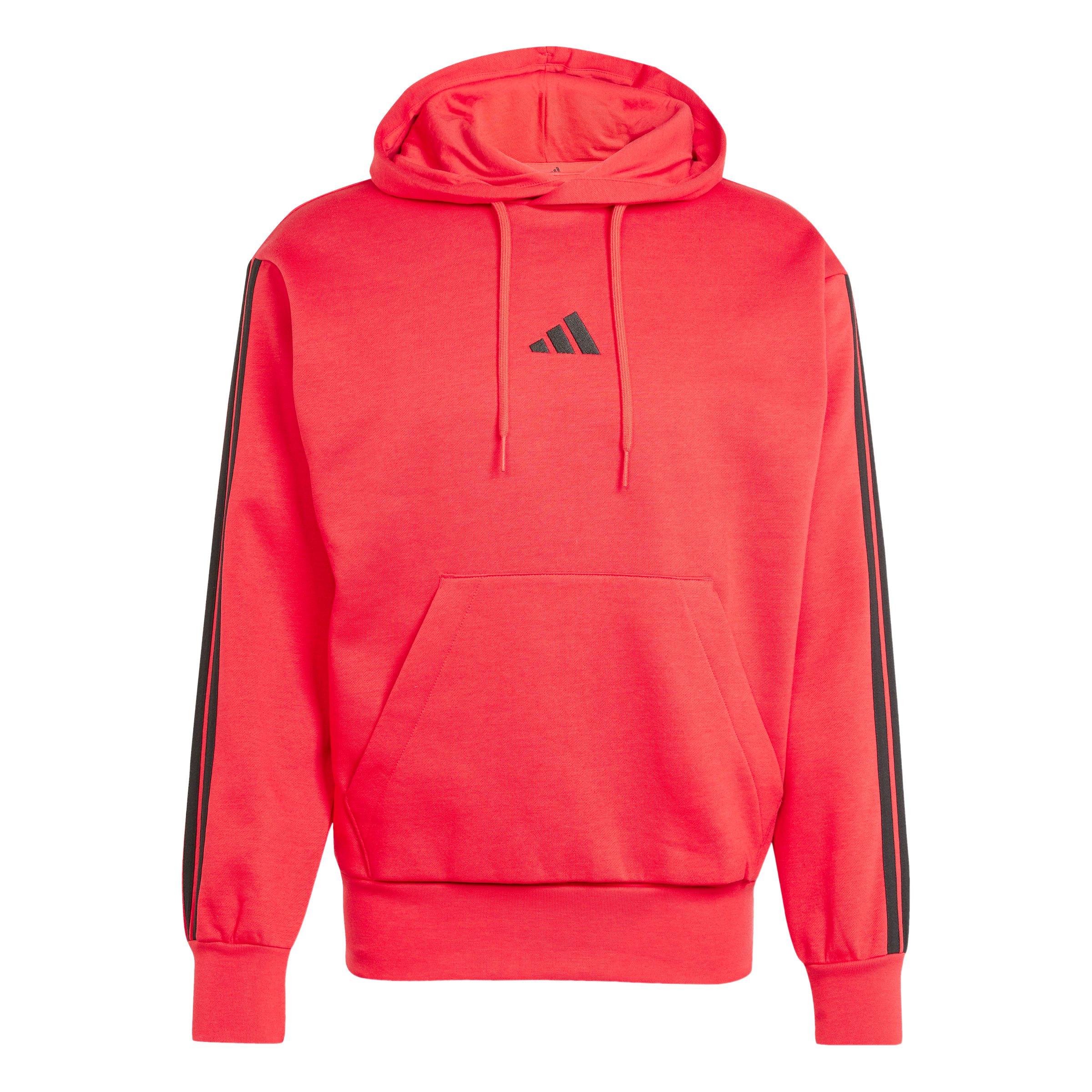 adidas Men's Essentials 3-Stripes Fleece Hoodie - Red/Black - RED/BLACK Thumbnail View 6