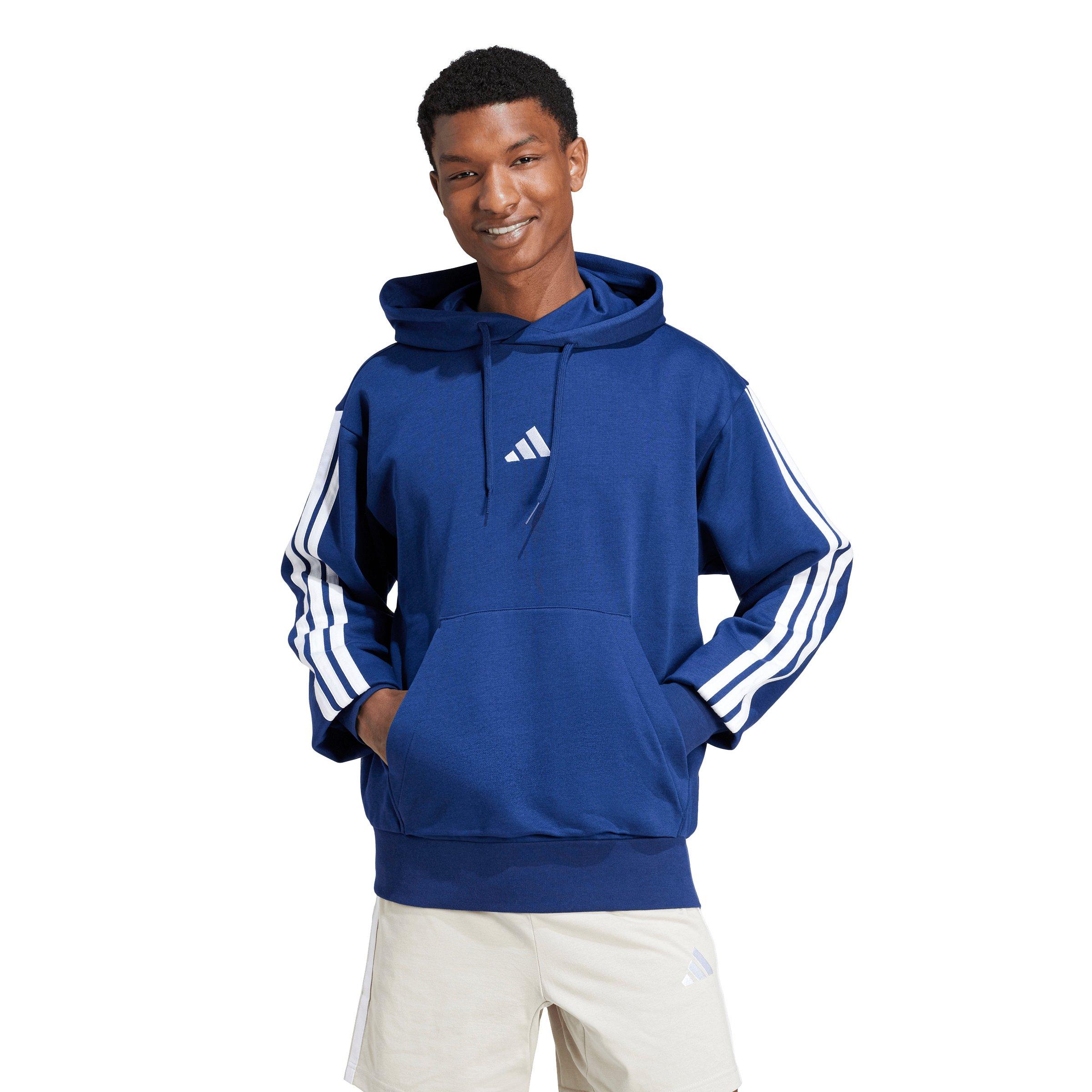 adidas Men's Essentials 3-Stripes Fleece Hoodie - Blue/White - BLUE/WHITE Thumbnail View 1
