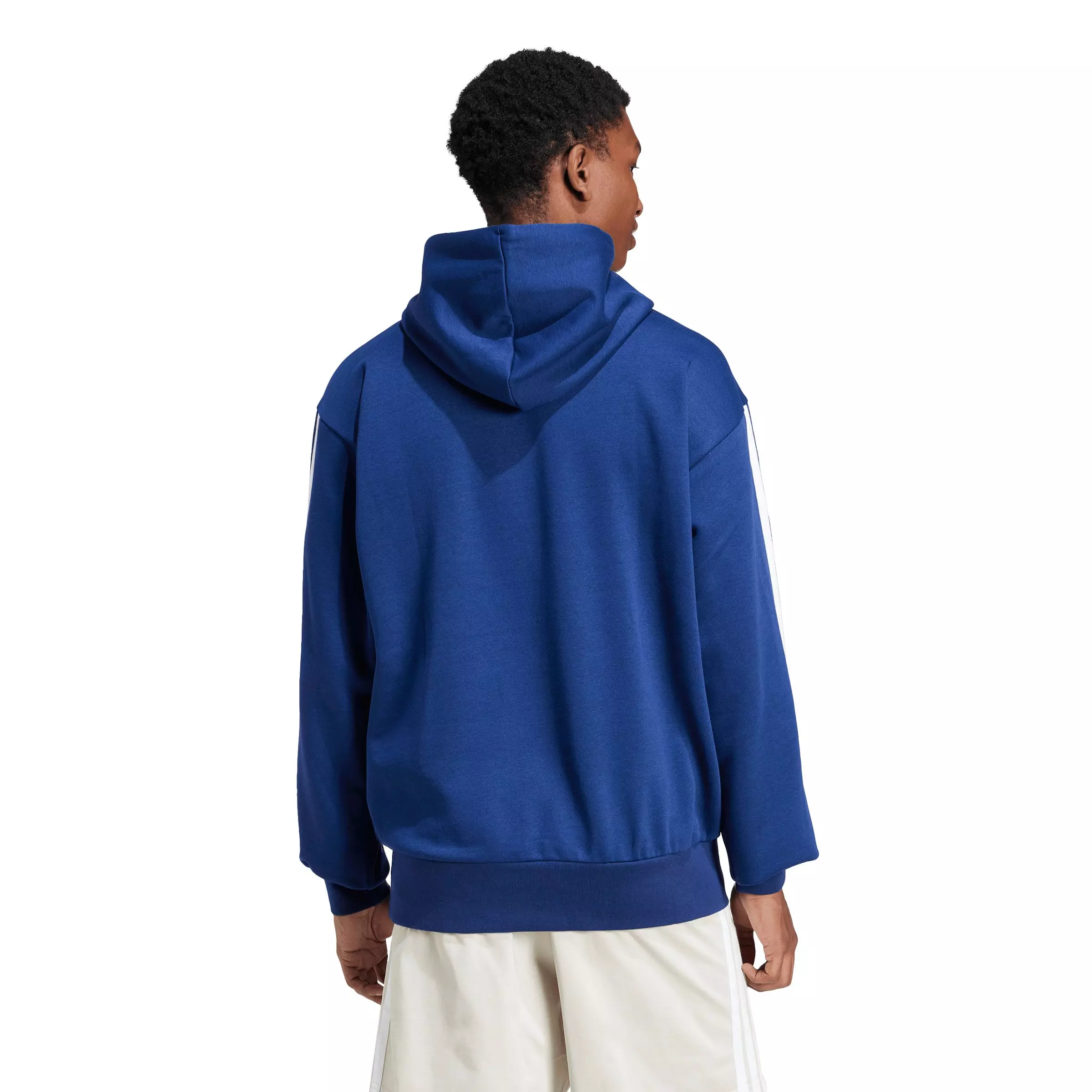 adidas Men's Essentials 3-Stripes Fleece Hoodie - Blue/White - BLUE/WHITE