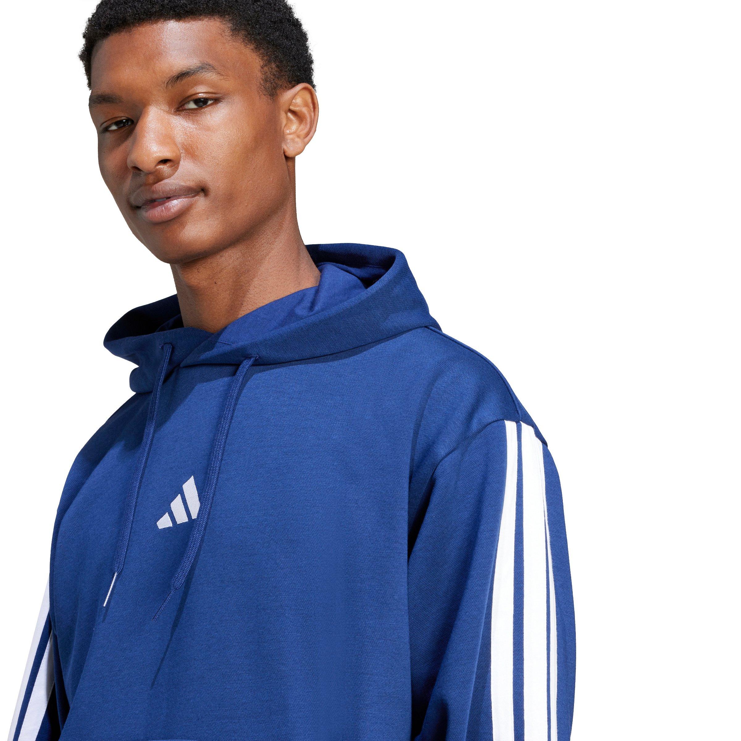 adidas Men's Essentials 3-Stripes Fleece Hoodie - Blue/White - BLUE/WHITE Thumbnail View 3