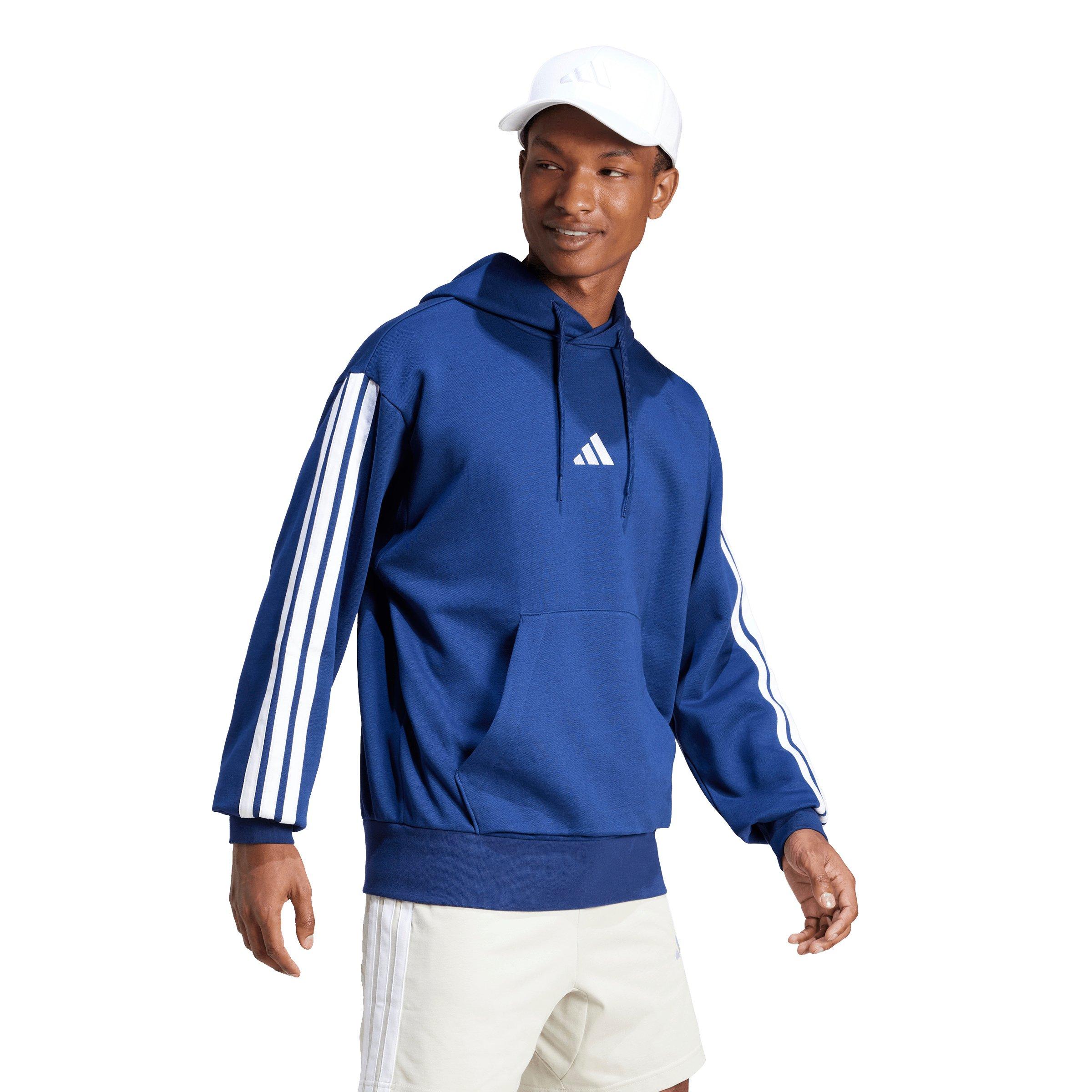 adidas Men's Essentials 3-Stripes Fleece Hoodie - Blue/White - BLUE/WHITE Thumbnail View 5